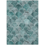Machine Washable Teal Rug - Indoor / Outdoor - Kids / Pet Friendly Modern Print Rug