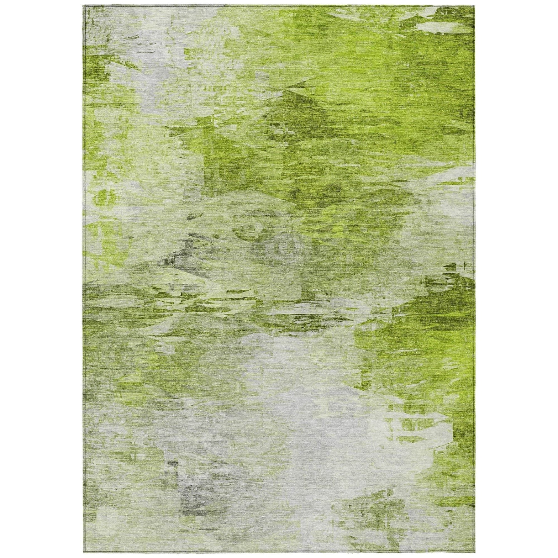 Machine Washable Aloe Green Rug - Indoor / Outdoor - Kids / Pet Friendly Modern Print Rug