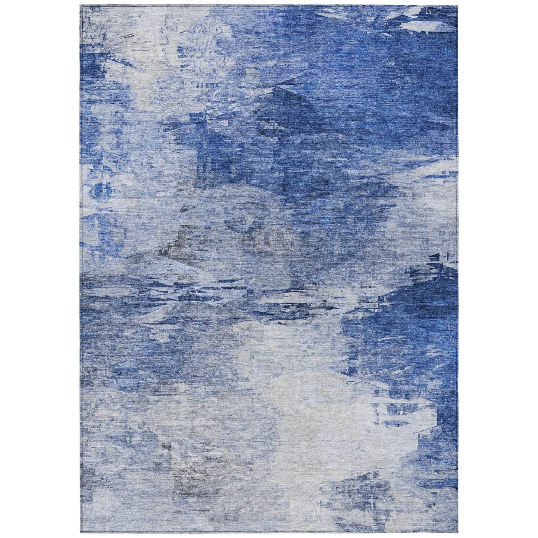 Machine Washable Blue Rug - Indoor / Outdoor - Kids / Pet Friendly Modern Print Rug