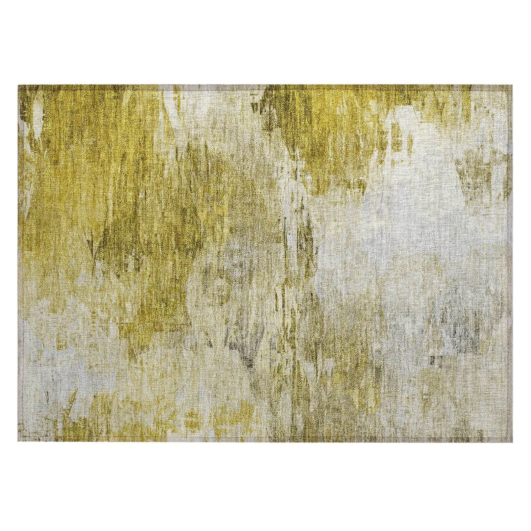 Machine Washable Gold Rug - Indoor / Outdoor - Kids / Pet Friendly Modern Print Rug