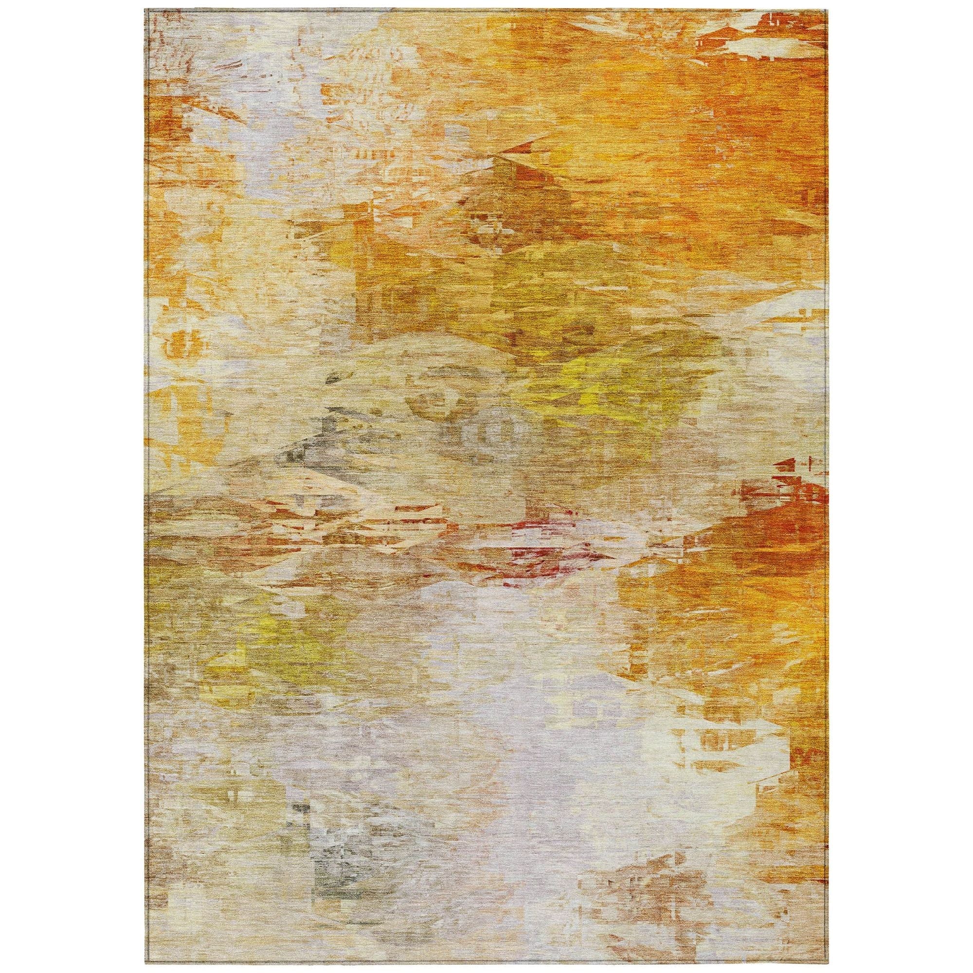 Machine Washable Paprika Orange Rug - Indoor / Outdoor - Kids / Pet Friendly Modern Print Rug