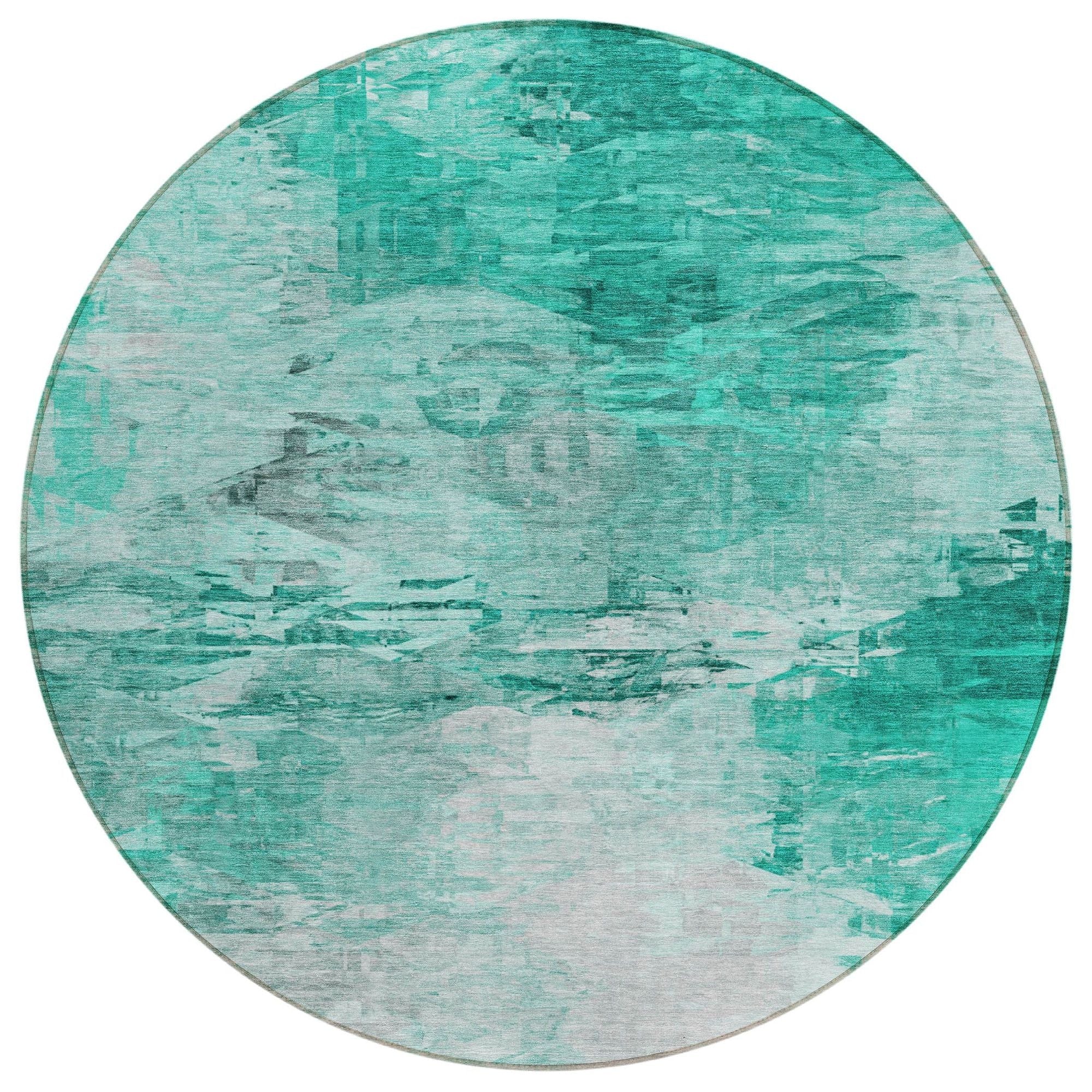 Machine Washable Teal Rug - Indoor / Outdoor - Kids / Pet Friendly Modern Print Rug