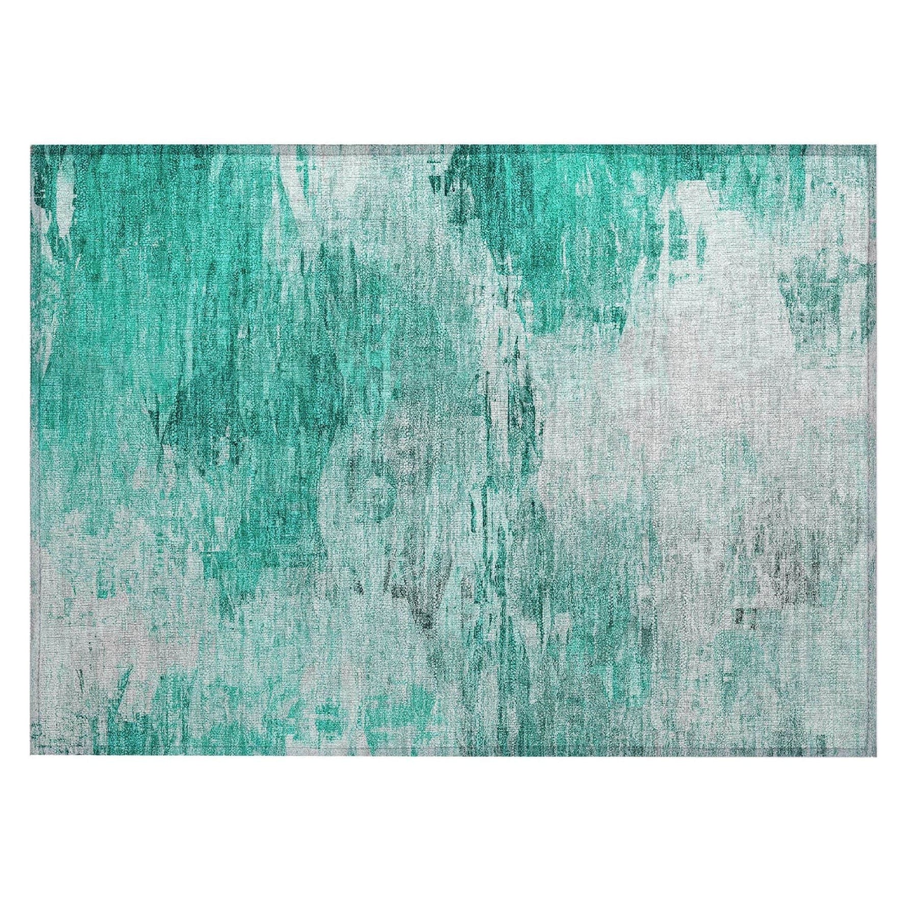 Machine Washable Teal Rug - Indoor / Outdoor - Kids / Pet Friendly Modern Print Rug