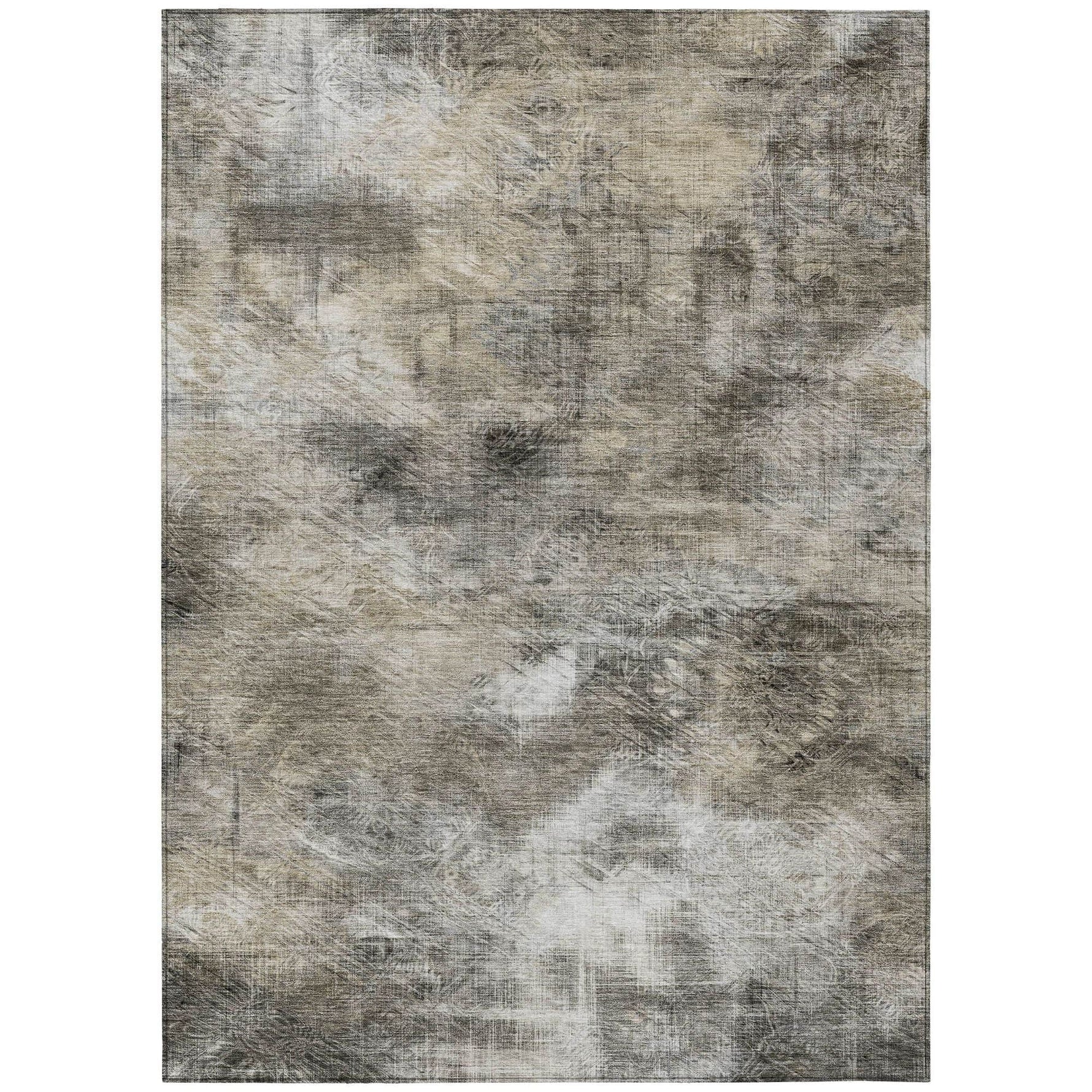 Machine Washable Beige Brown Rug - Indoor / Outdoor - Kids / Pet Friendly Modern Print Rug