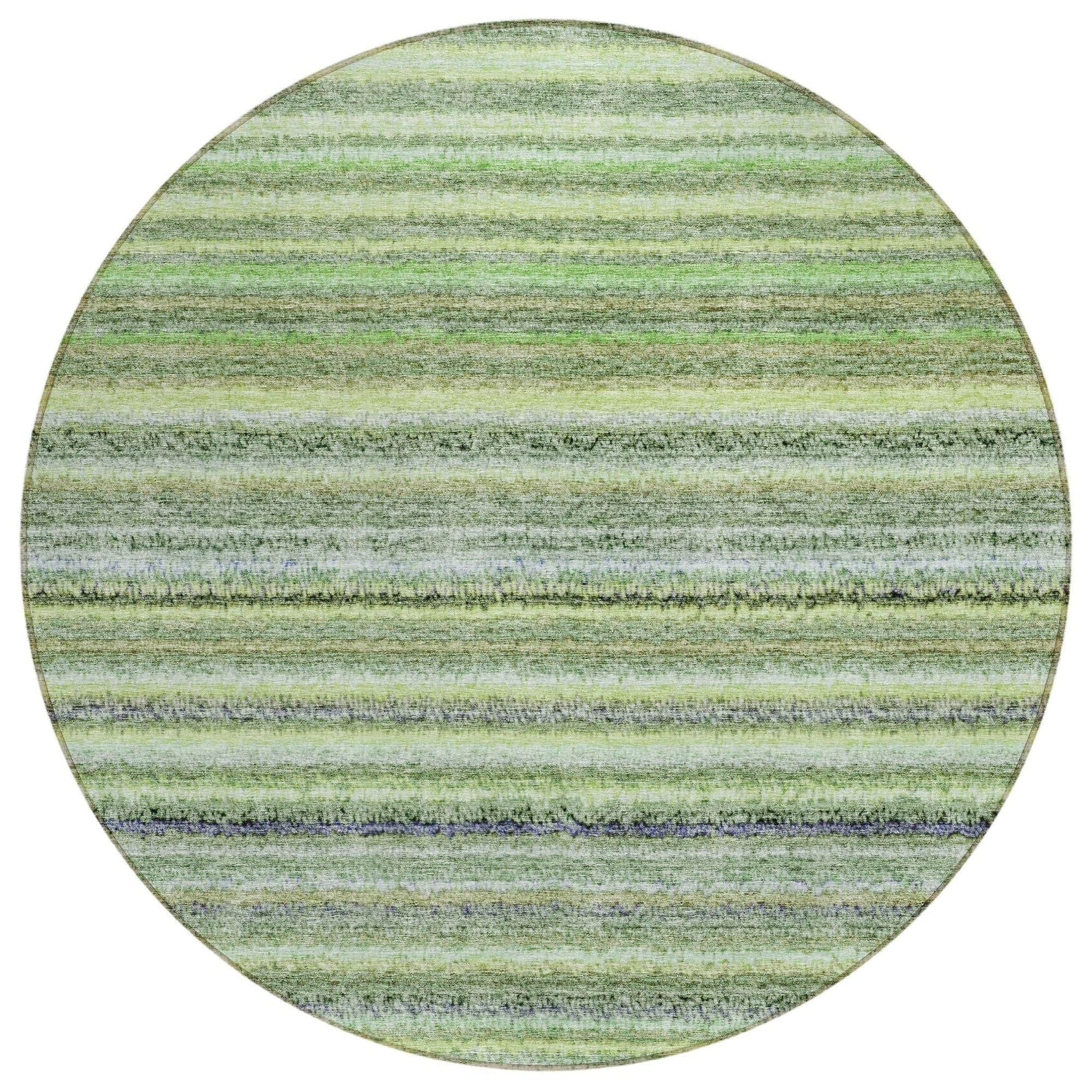 Machine Washable Green Rug - Indoor / Outdoor - Kids / Pet Friendly Stripes Print Rug