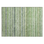 Machine Washable Green Rug - Indoor / Outdoor - Kids / Pet Friendly Stripes Print Rug