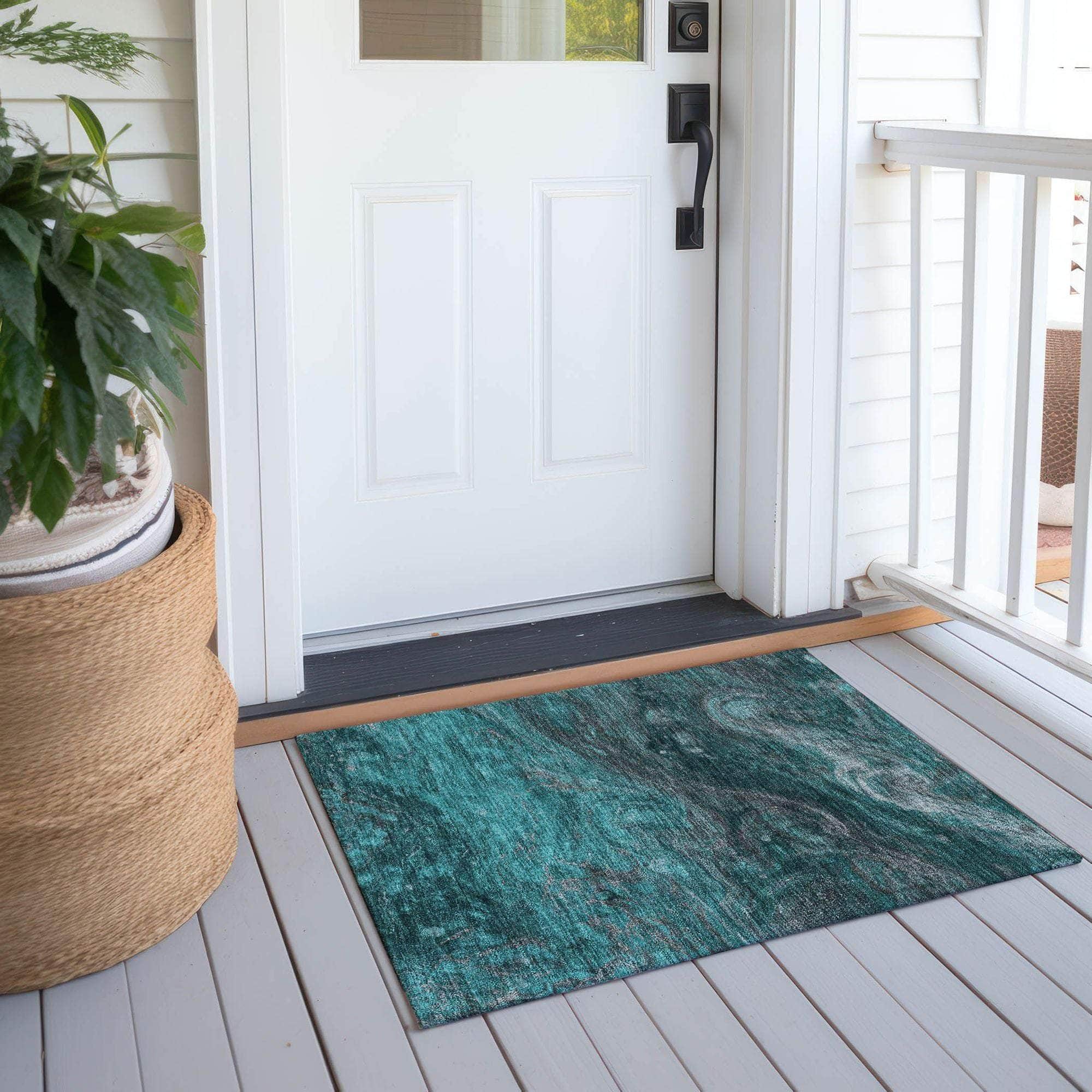 Machine Made ACN599 Teal  Rugs 