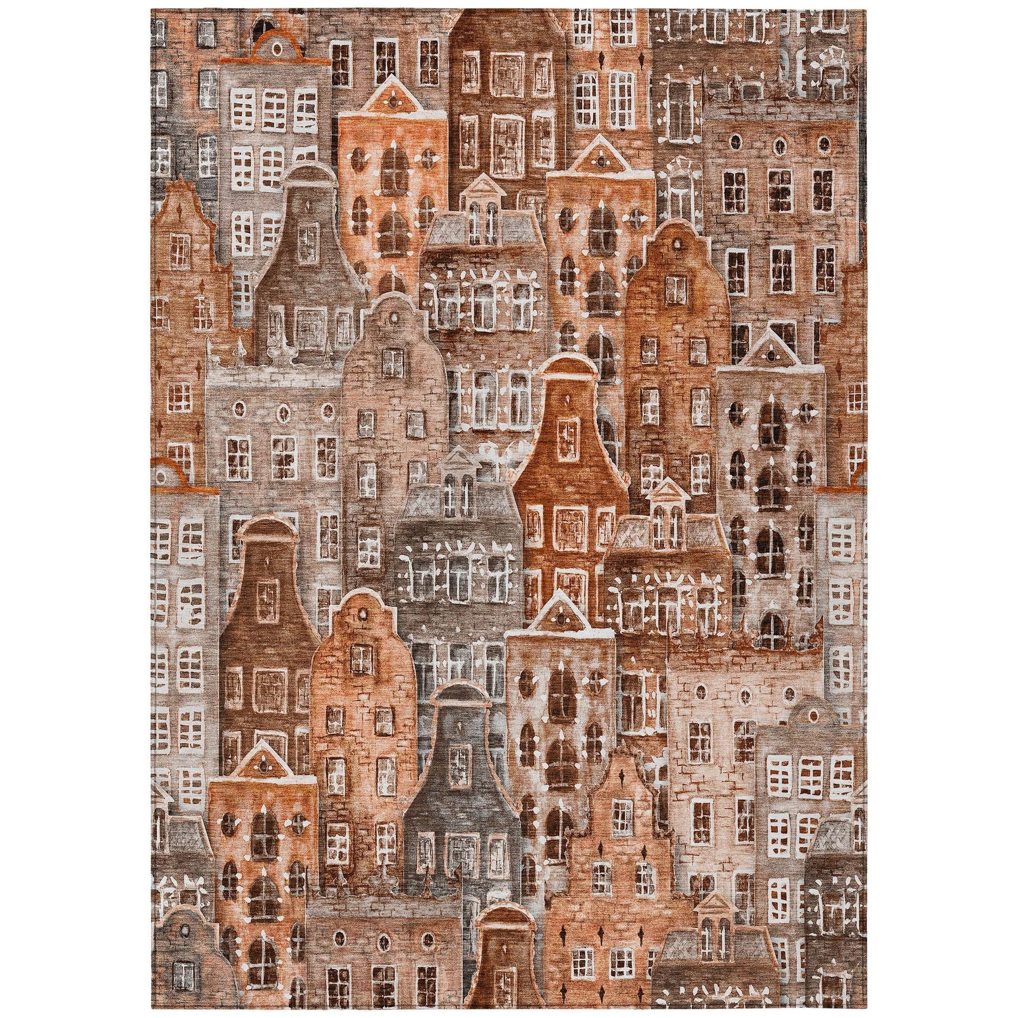 Machine Washable Paprika Orange Rug - Indoor / Outdoor - Kids / Pet Friendly Novelty Print Rug