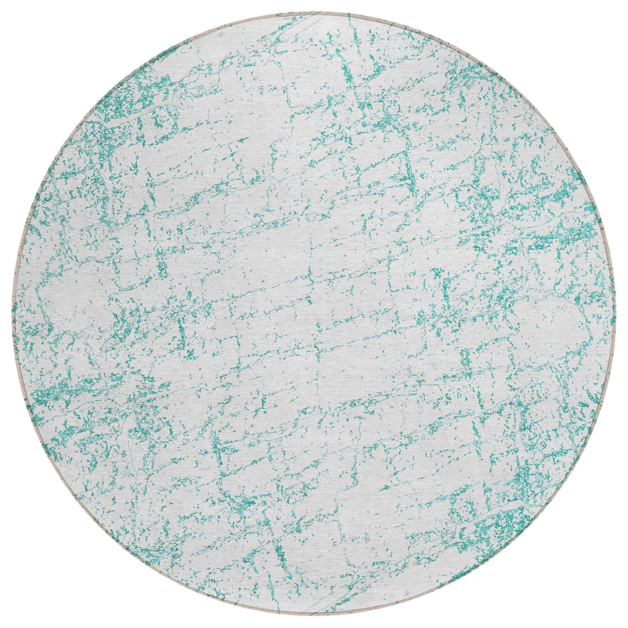 Machine Washable Teal Rug - Indoor / Outdoor - Kids / Pet Friendly Organic Print Rug