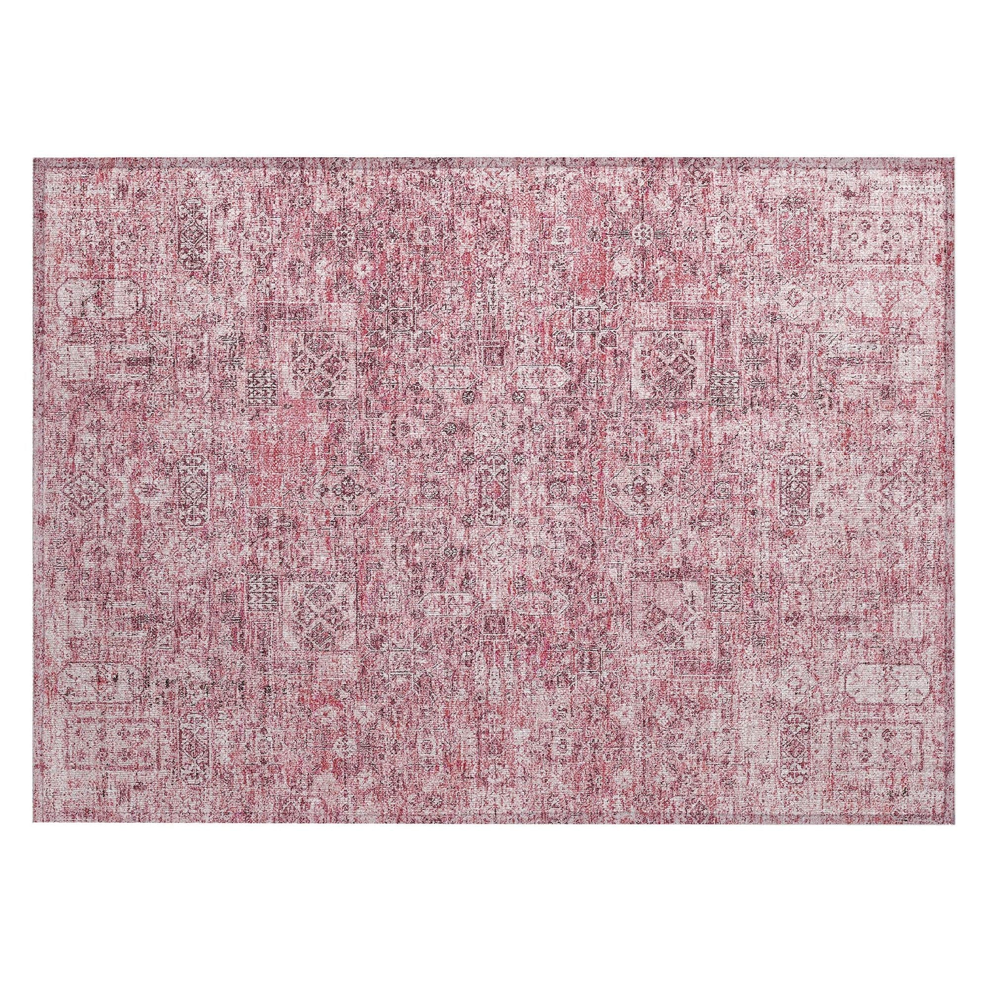 Machine Washable Pink Rug - Indoor / Outdoor - Kids / Pet Friendly Panel Print Rug
