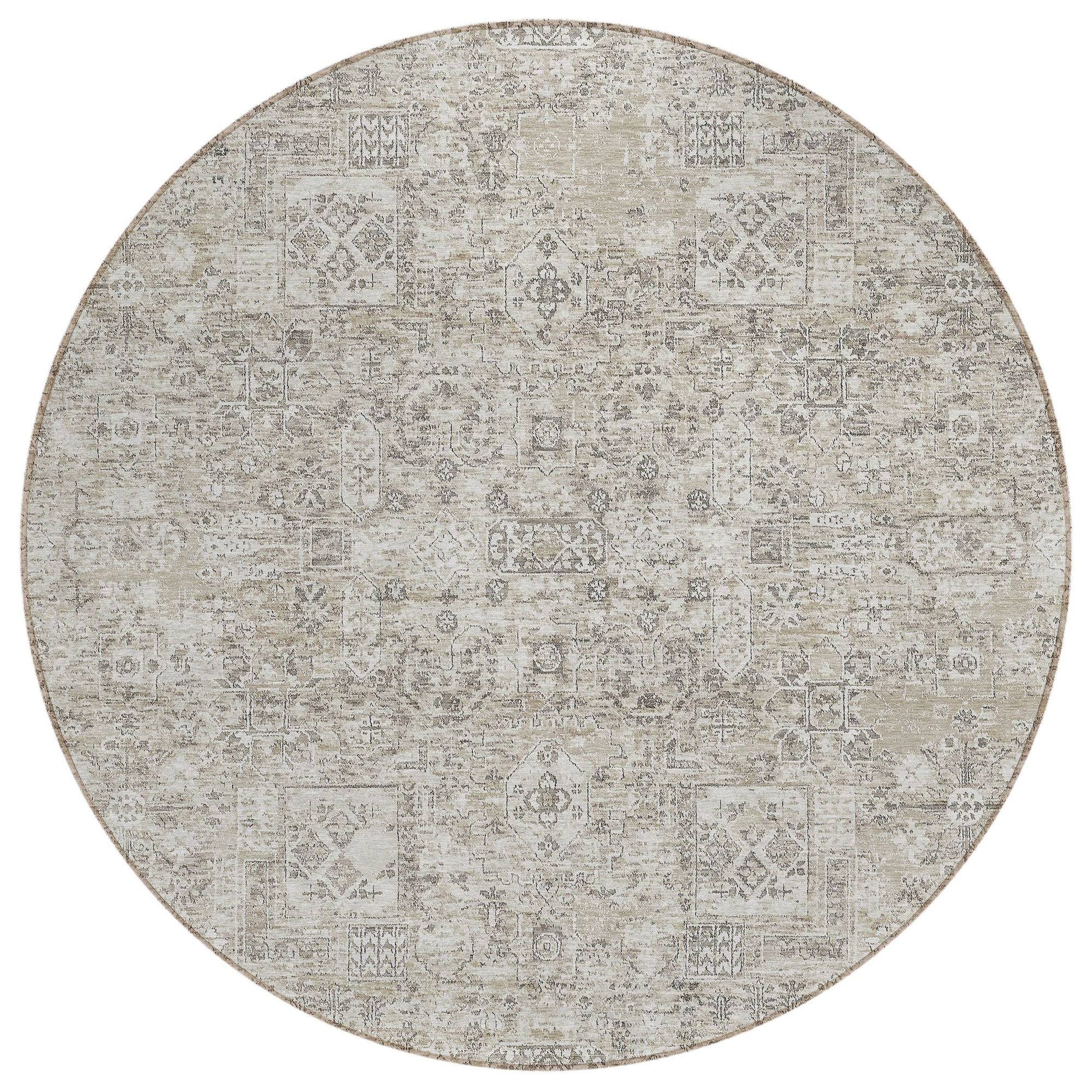 Machine Washable Taupe Brown Rug - Indoor / Outdoor - Kids / Pet Friendly Panel Print Rug