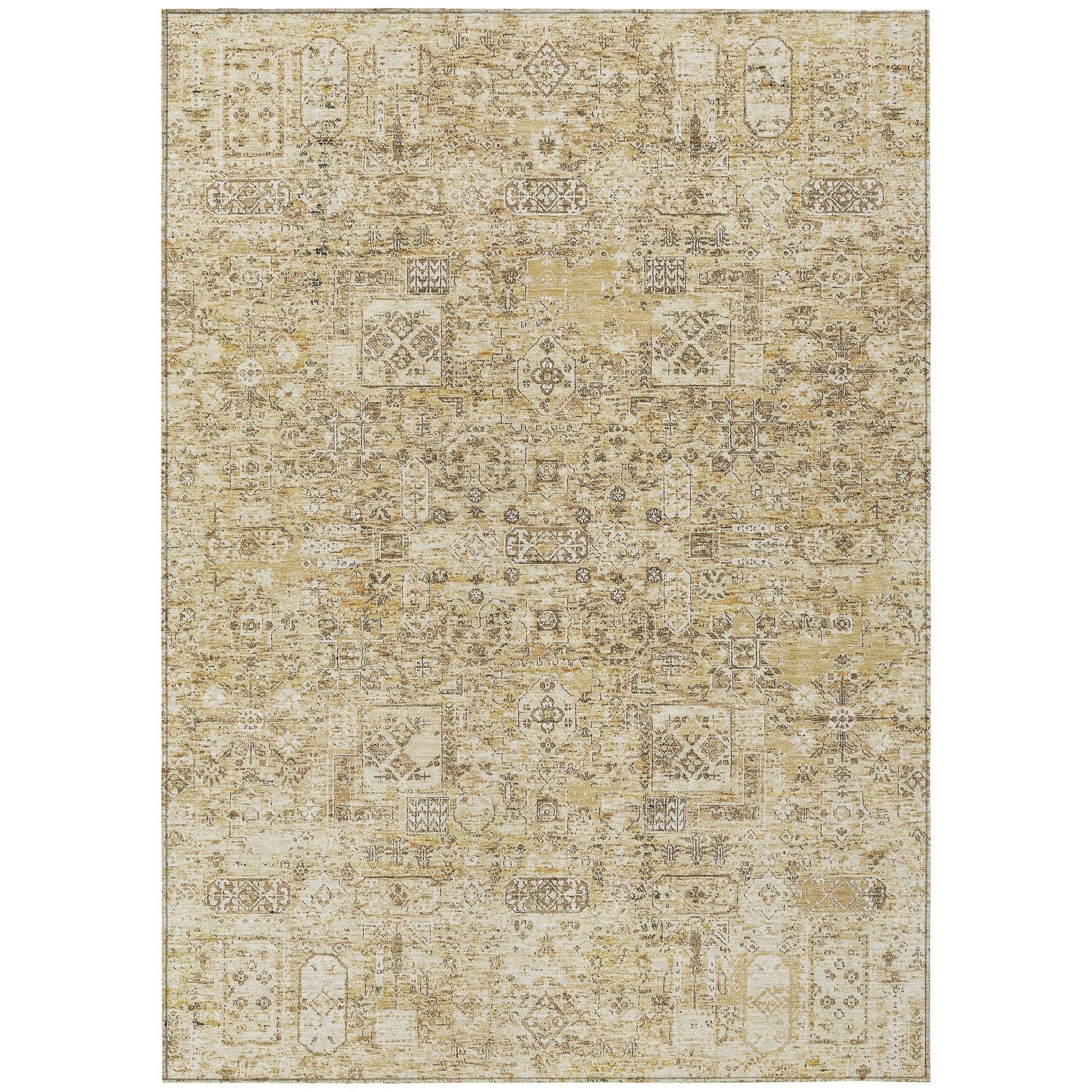 Machine Washable Wheat Gold Rug - Indoor / Outdoor - Kids / Pet Friendly Panel Print Rug