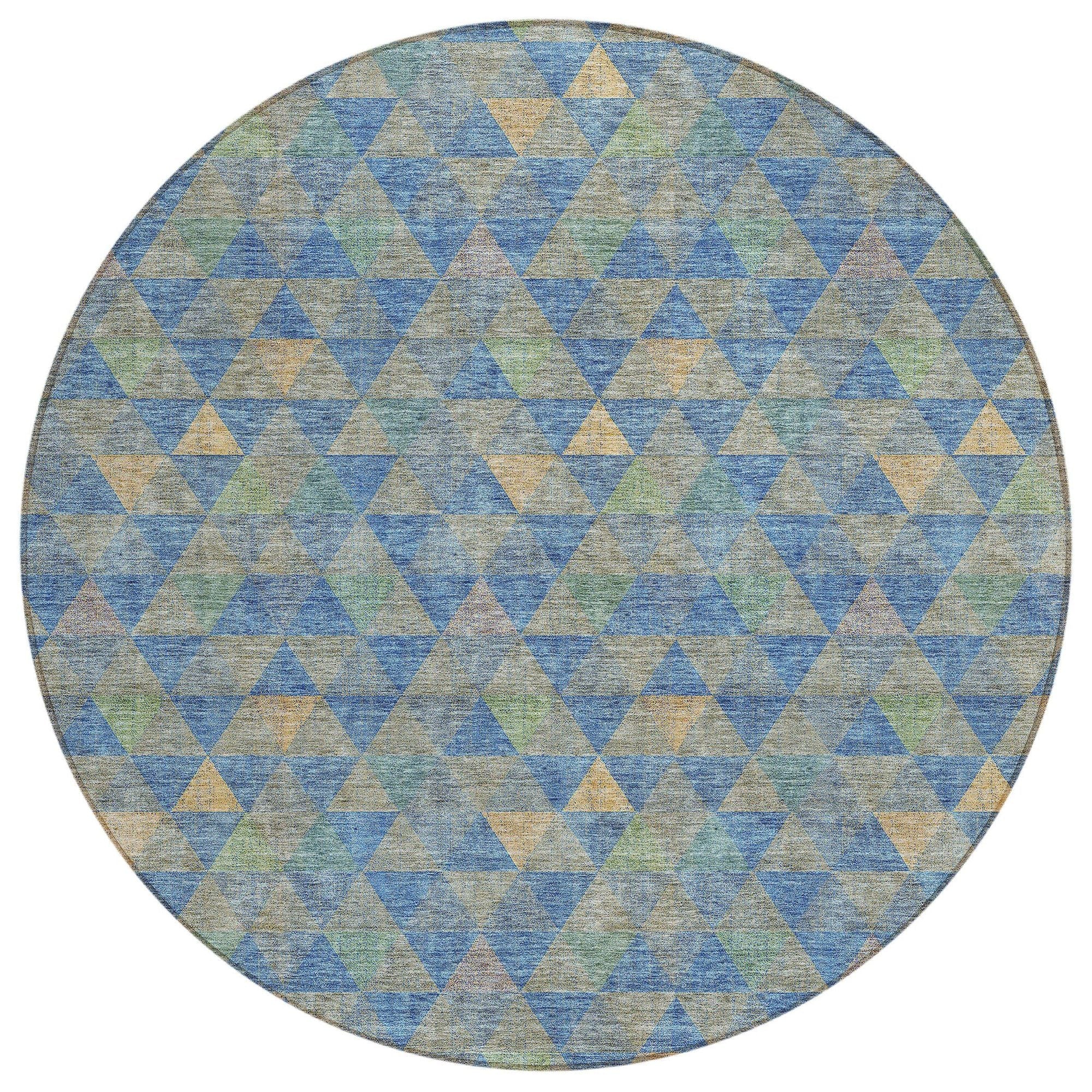 Machine Washable Blue Rug - Indoor / Outdoor - Kids / Pet Friendly Geometric Print Rug