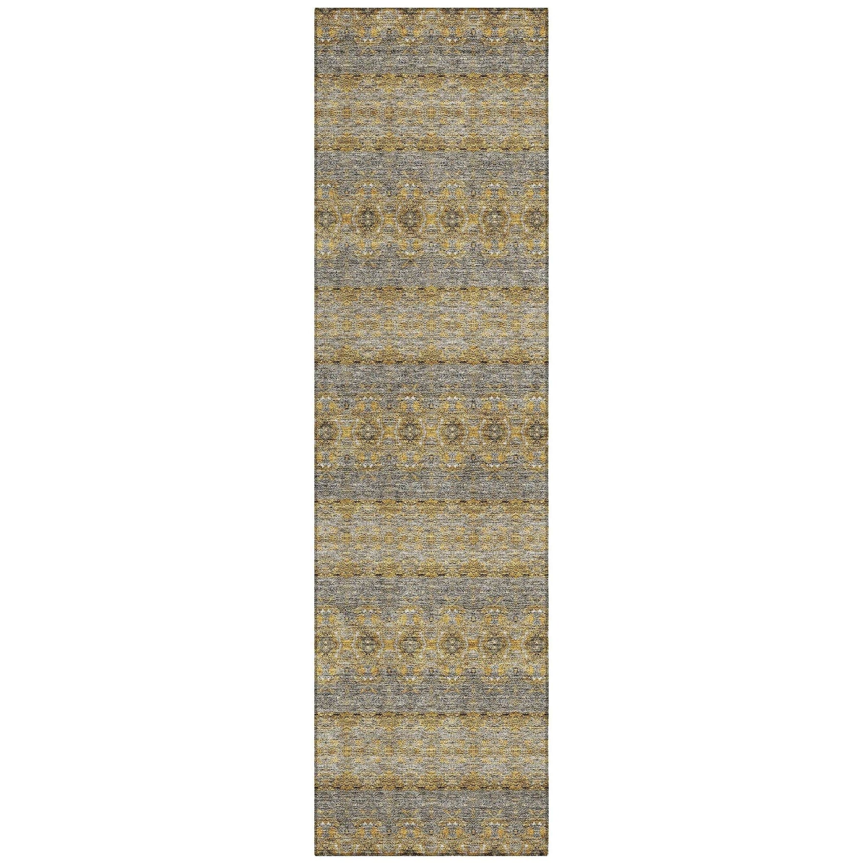Machine Washable Gold Rug - Indoor / Outdoor - Kids / Pet Friendly Bohemian Print Rug