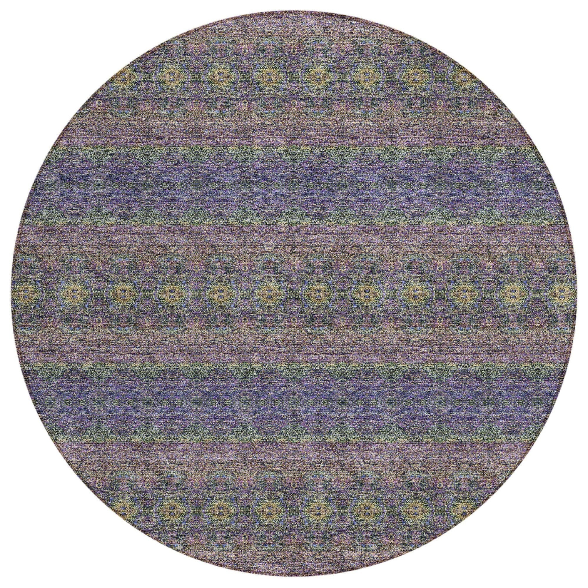 Machine Washable Purple Rug - Indoor / Outdoor - Kids / Pet Friendly Bohemian Print Rug