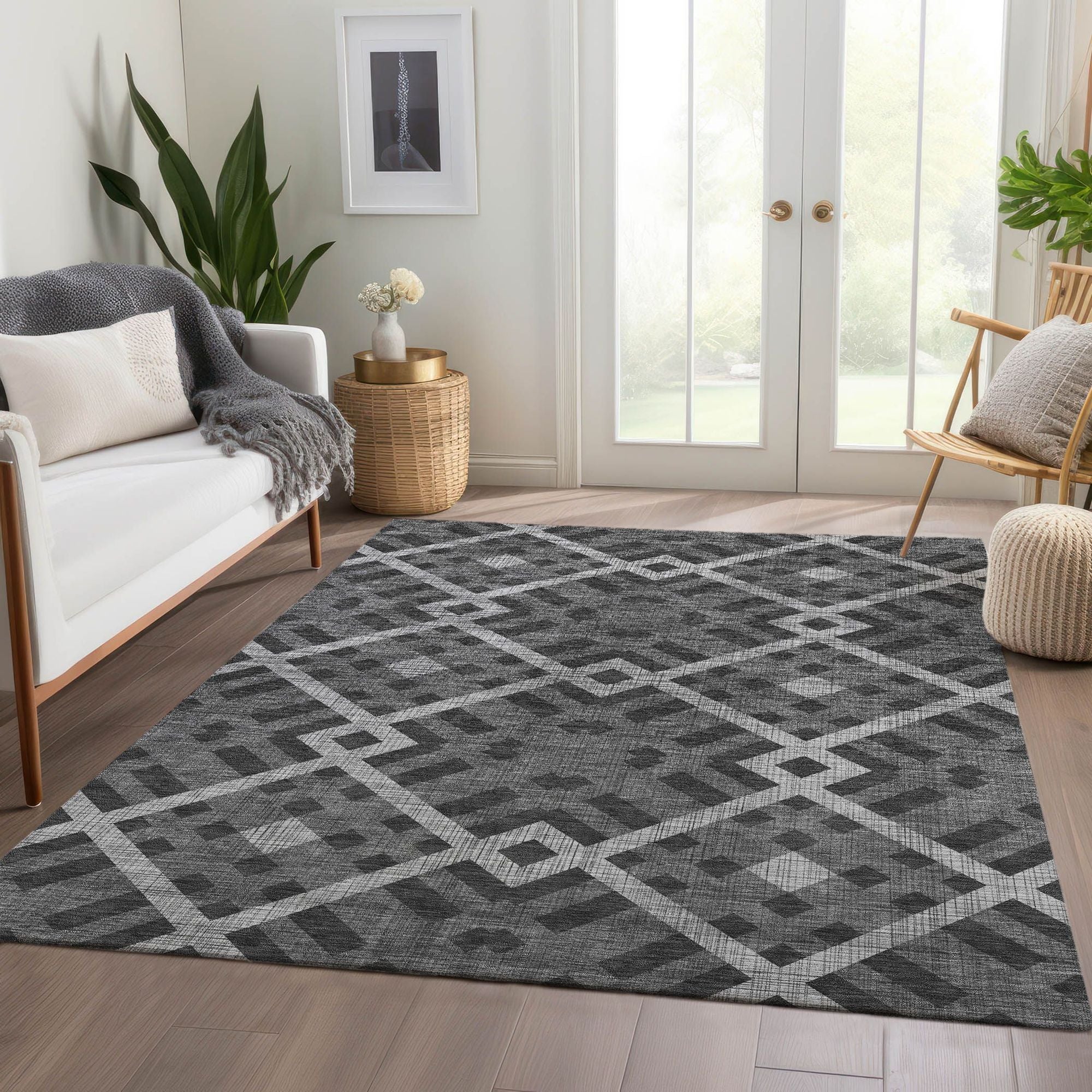 Machine Made ACN616 Charcoal Gray Rugs #color_charcoal gray