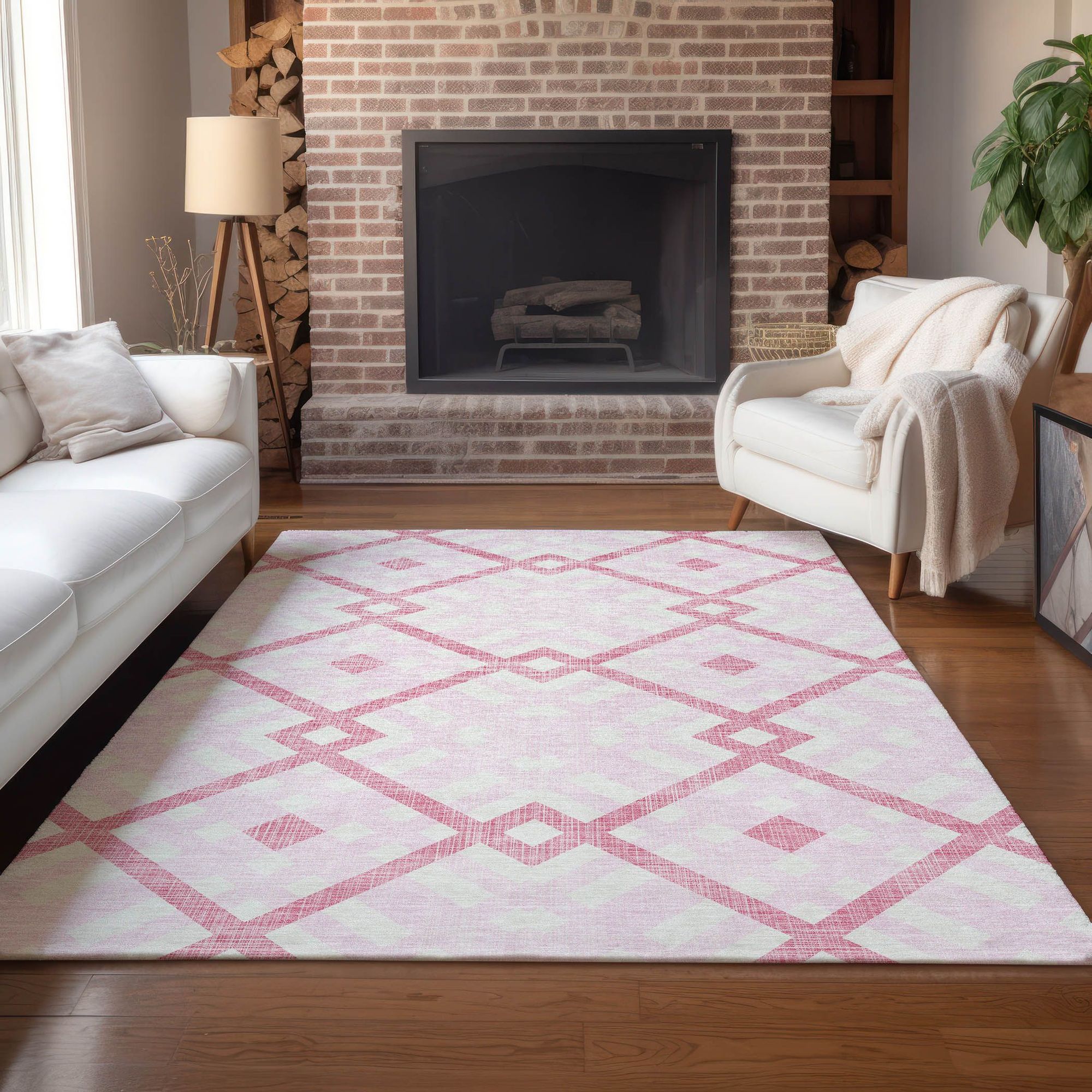 Machine Made ACN616 Pink  Rugs #color_pink 