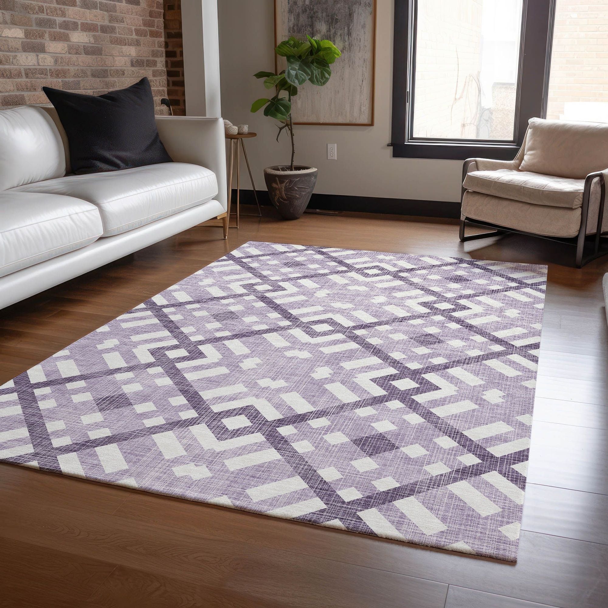 Machine Made ACN616 Purple  Rugs #color_purple 