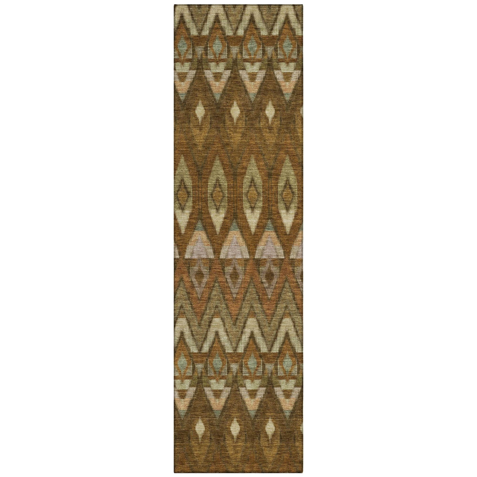 Machine Washable Brown Rug - Indoor / Outdoor - Kids / Pet Friendly Southwest Print Rug