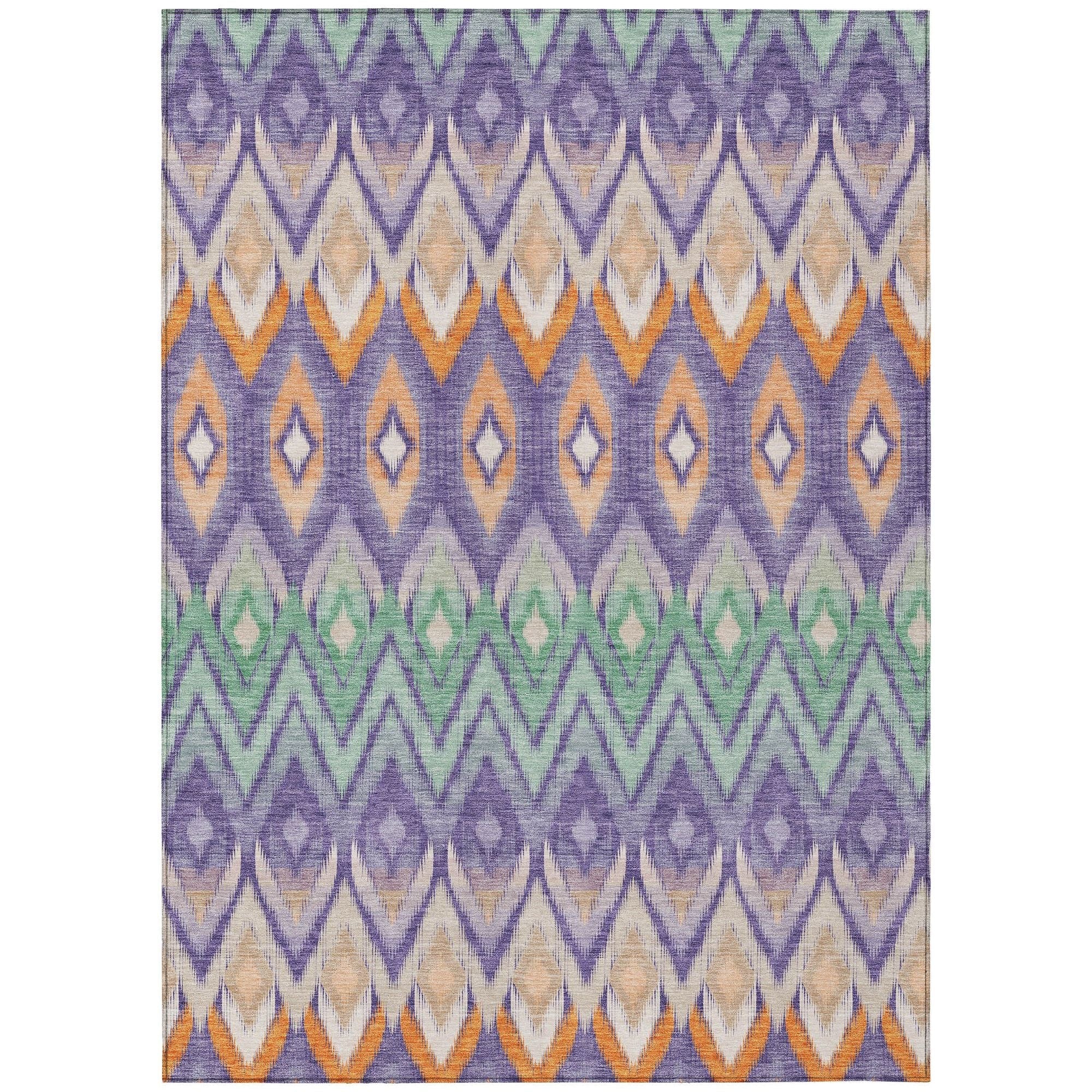 Machine Washable Purple Rug - Indoor / Outdoor - Kids / Pet Friendly Southwest Print Rug