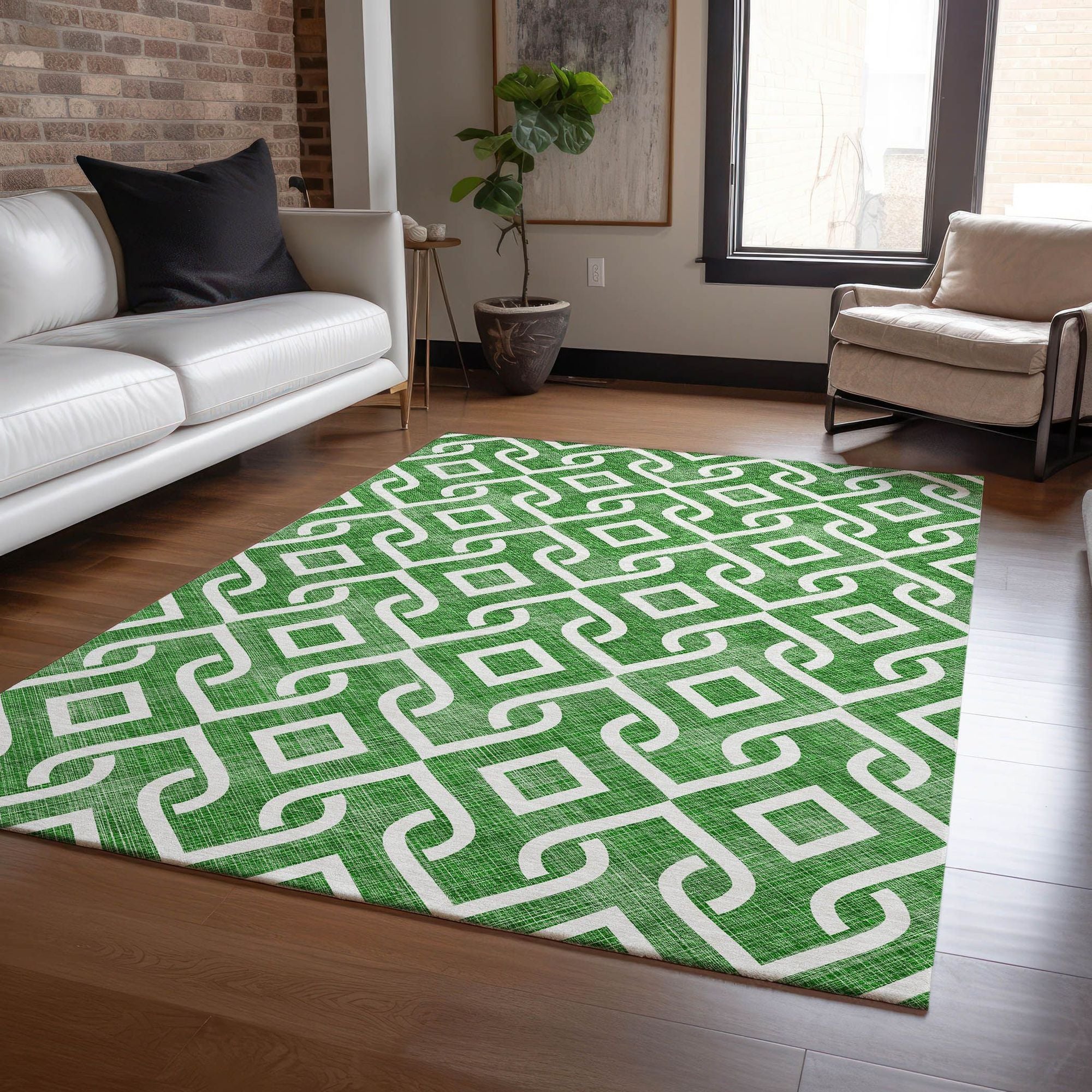 Machine Made ACN621 Emerald Green Rugs #color_emerald green