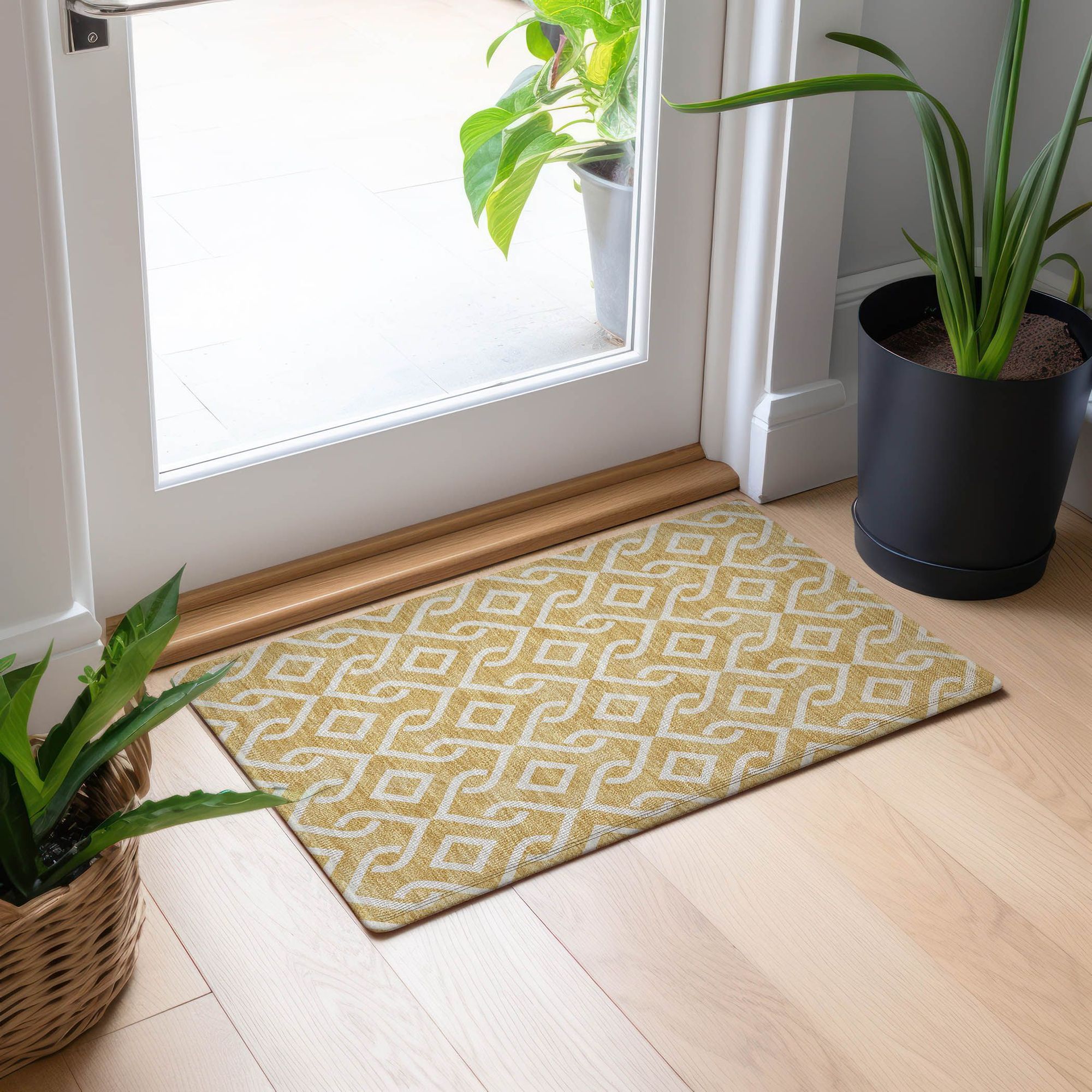 Machine Made ACN621 Gold  Rugs #color_gold 