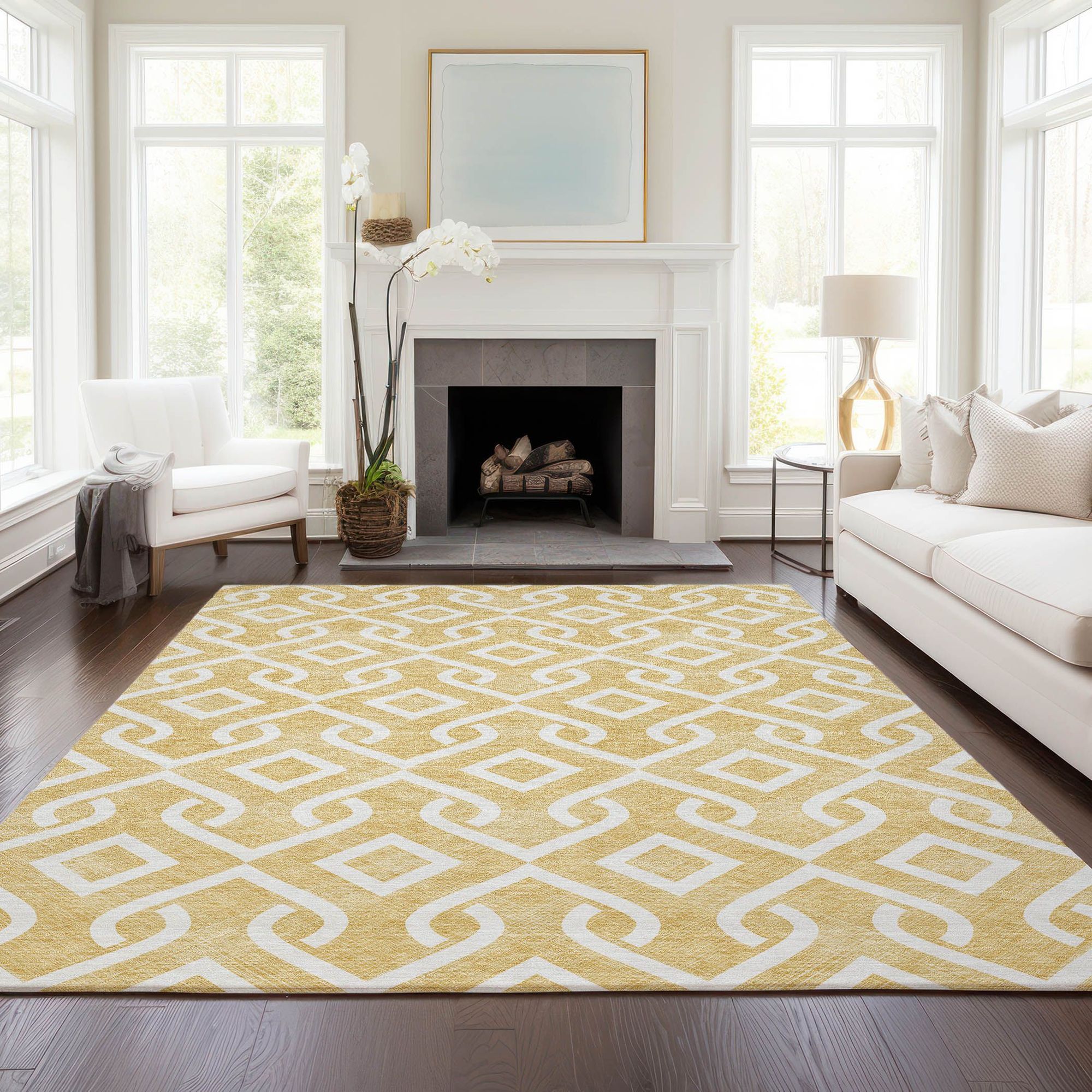 Machine Made ACN621 Gold  Rugs #color_gold 