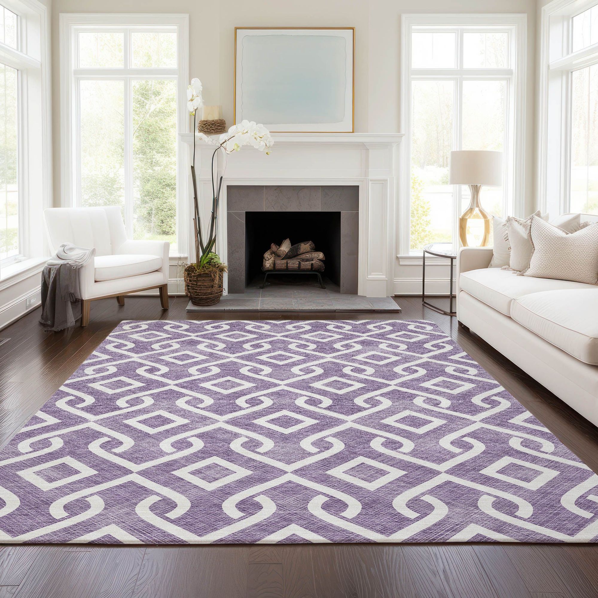 Machine Made ACN621 Purple  Rugs #color_purple 