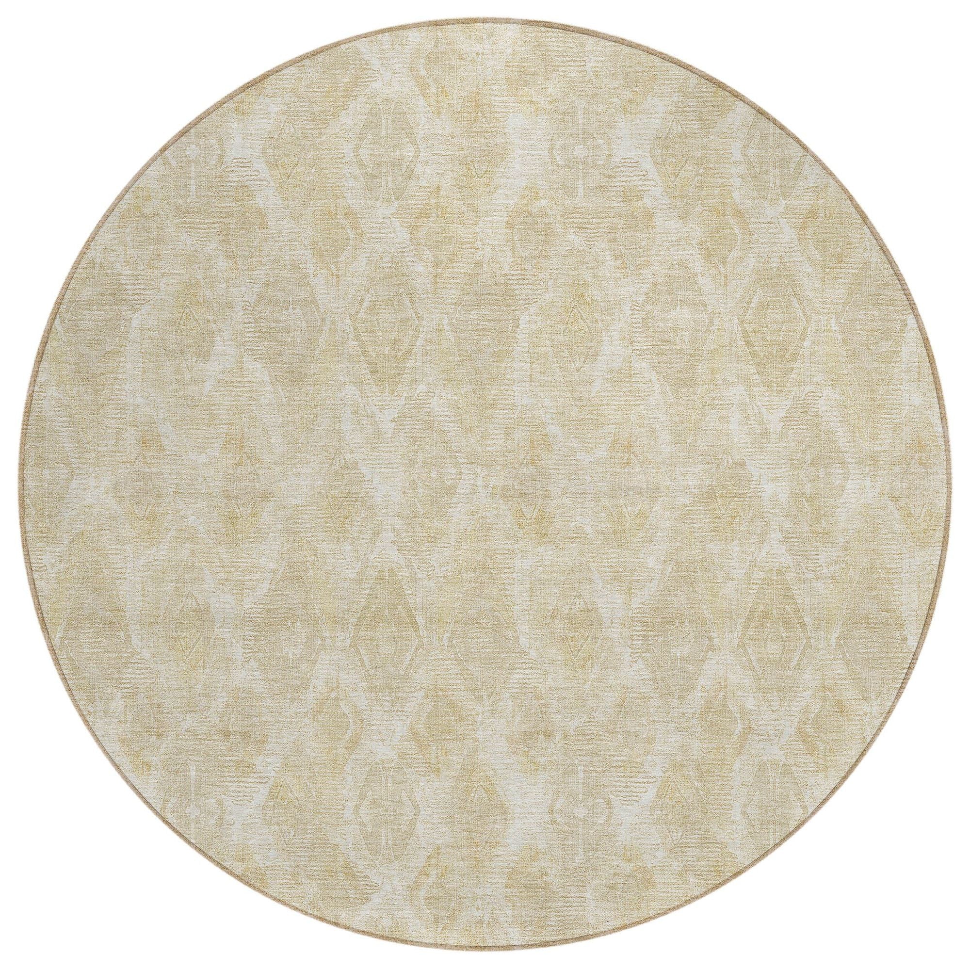 Machine Washable Beige Brown Rug - Indoor / Outdoor - Kids / Pet Friendly Diamond Print Rug