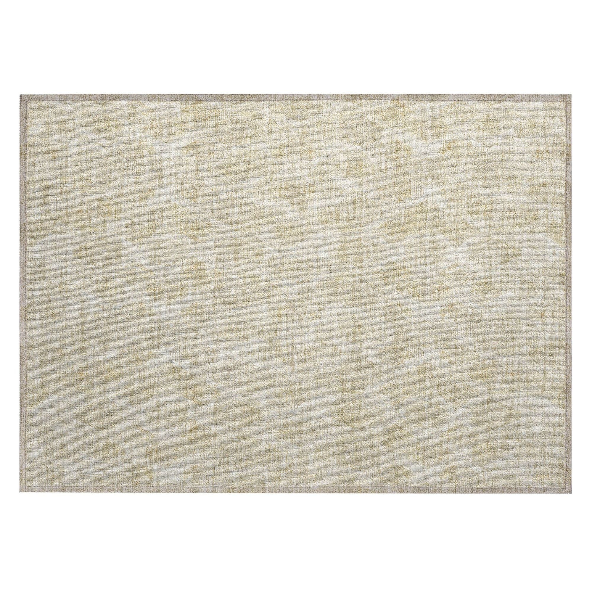 Machine Washable Beige Brown Rug - Indoor / Outdoor - Kids / Pet Friendly Diamond Print Rug