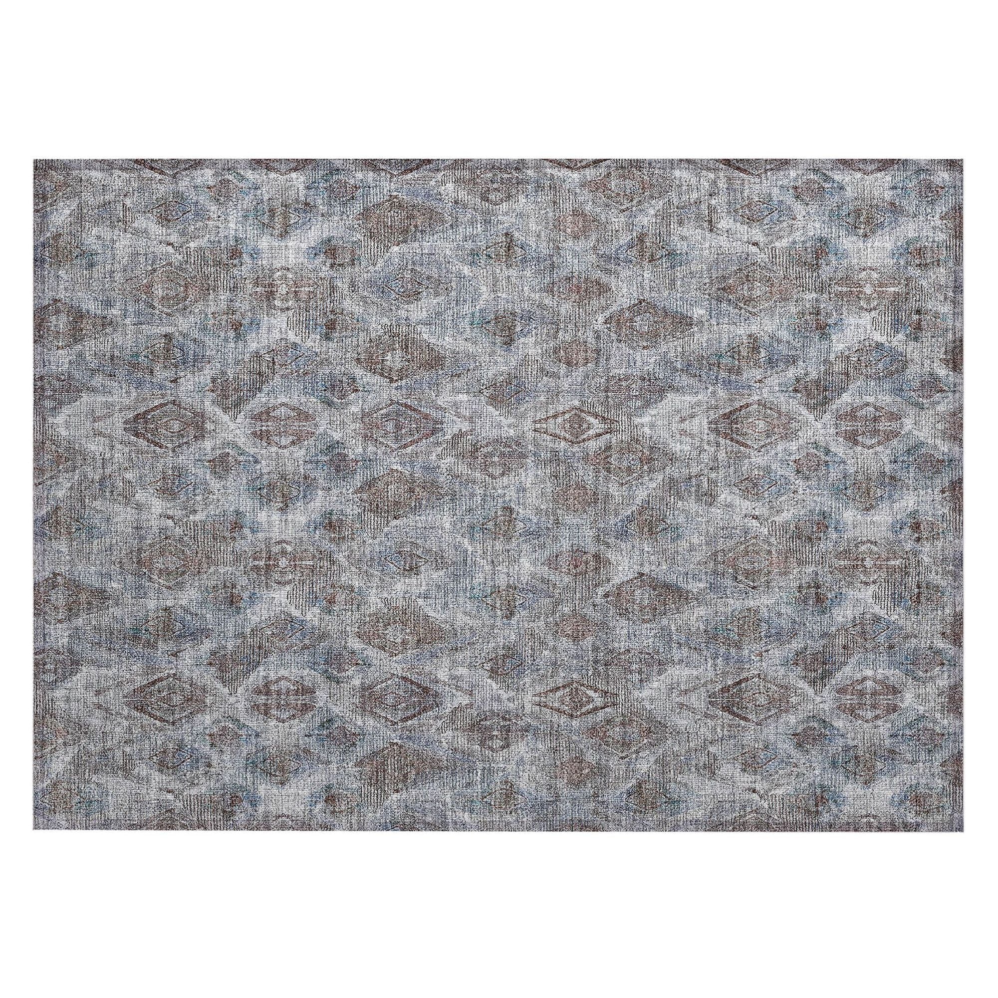 Machine Washable Blue Rug - Indoor / Outdoor - Kids / Pet Friendly Diamond Print Rug