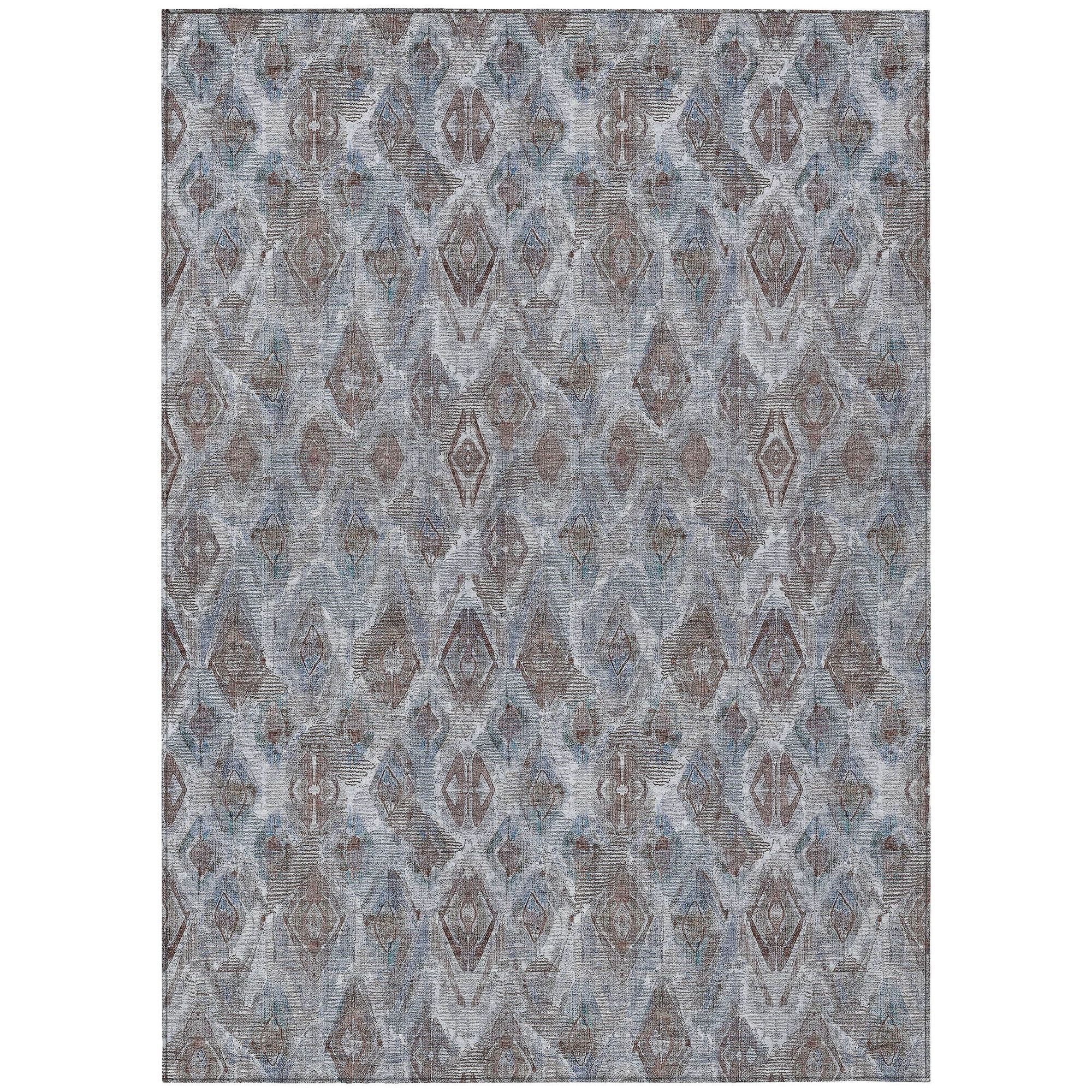 Machine Washable Blue Rug - Indoor / Outdoor - Kids / Pet Friendly Diamond Print Rug