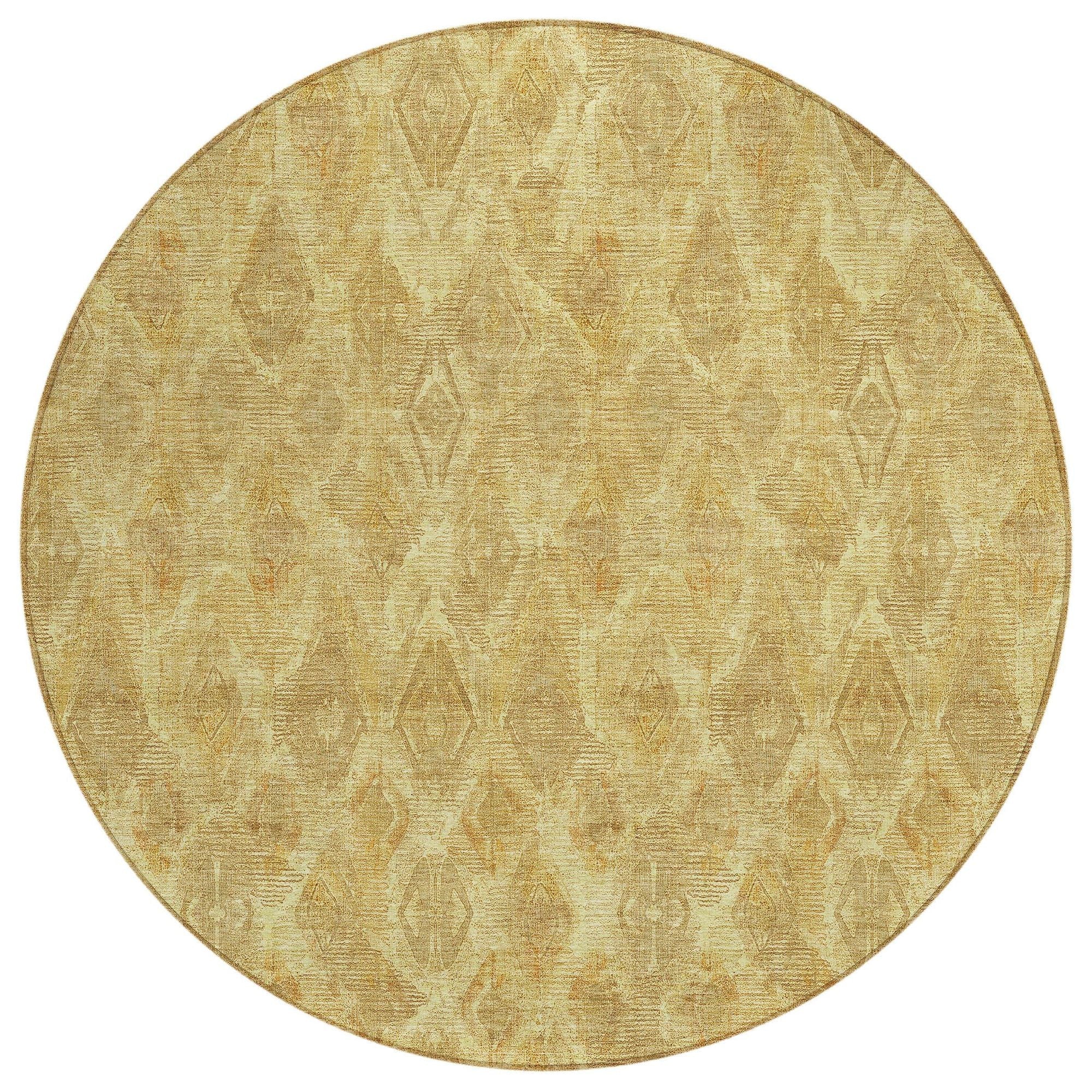 Machine Washable Gold Rug - Indoor / Outdoor - Kids / Pet Friendly Diamond Print Rug