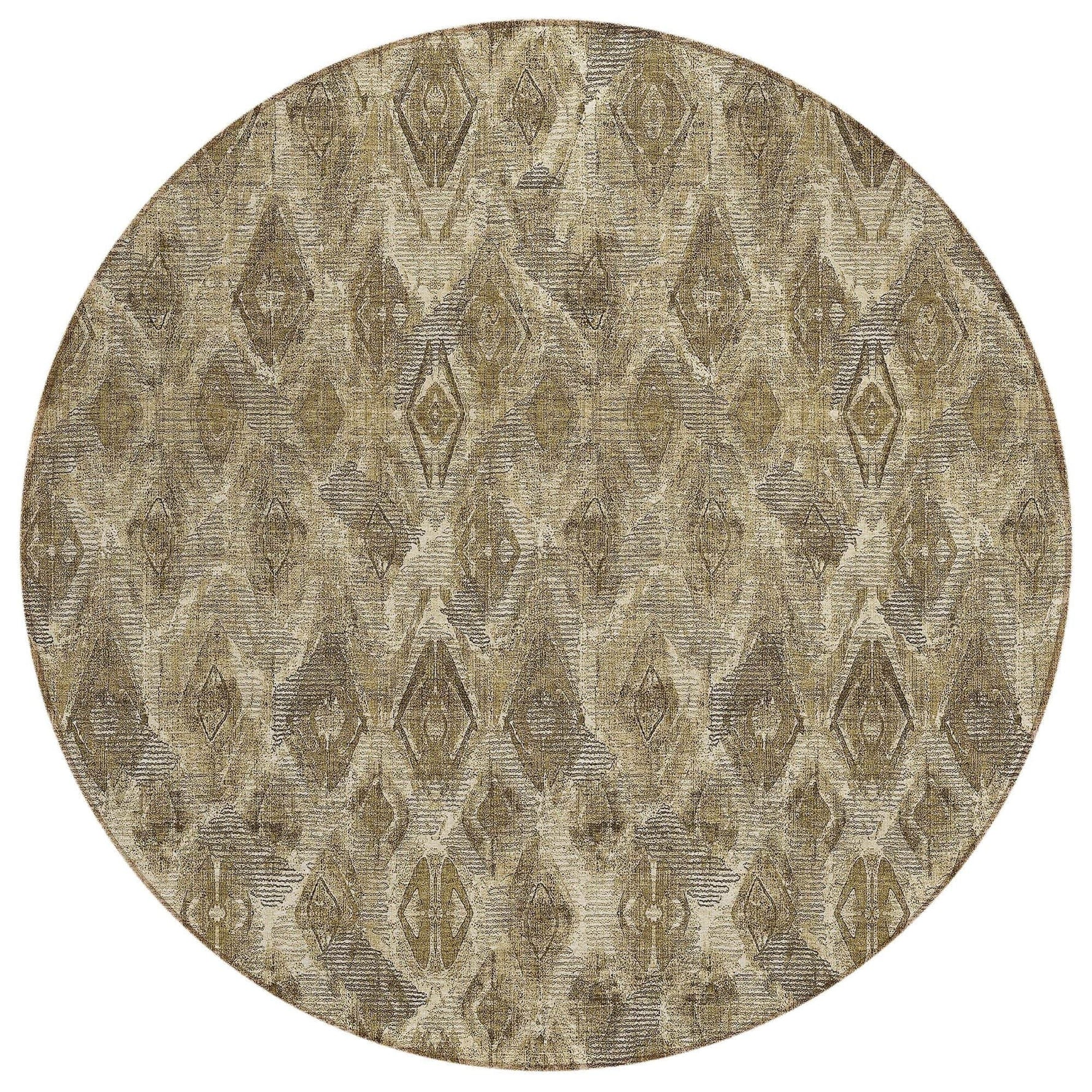 Machine Washable Mocha Brown Rug - Indoor / Outdoor - Kids / Pet Friendly Diamond Print Rug