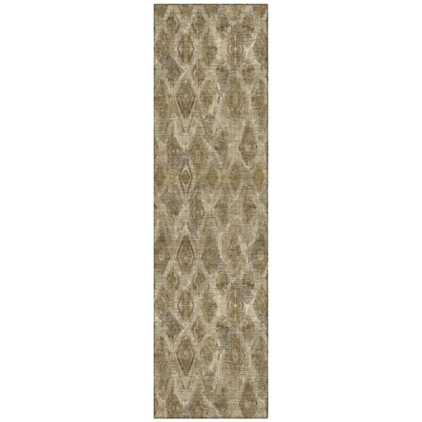 Machine Washable Mocha Brown Rug - Indoor / Outdoor - Kids / Pet Friendly Diamond Print Rug