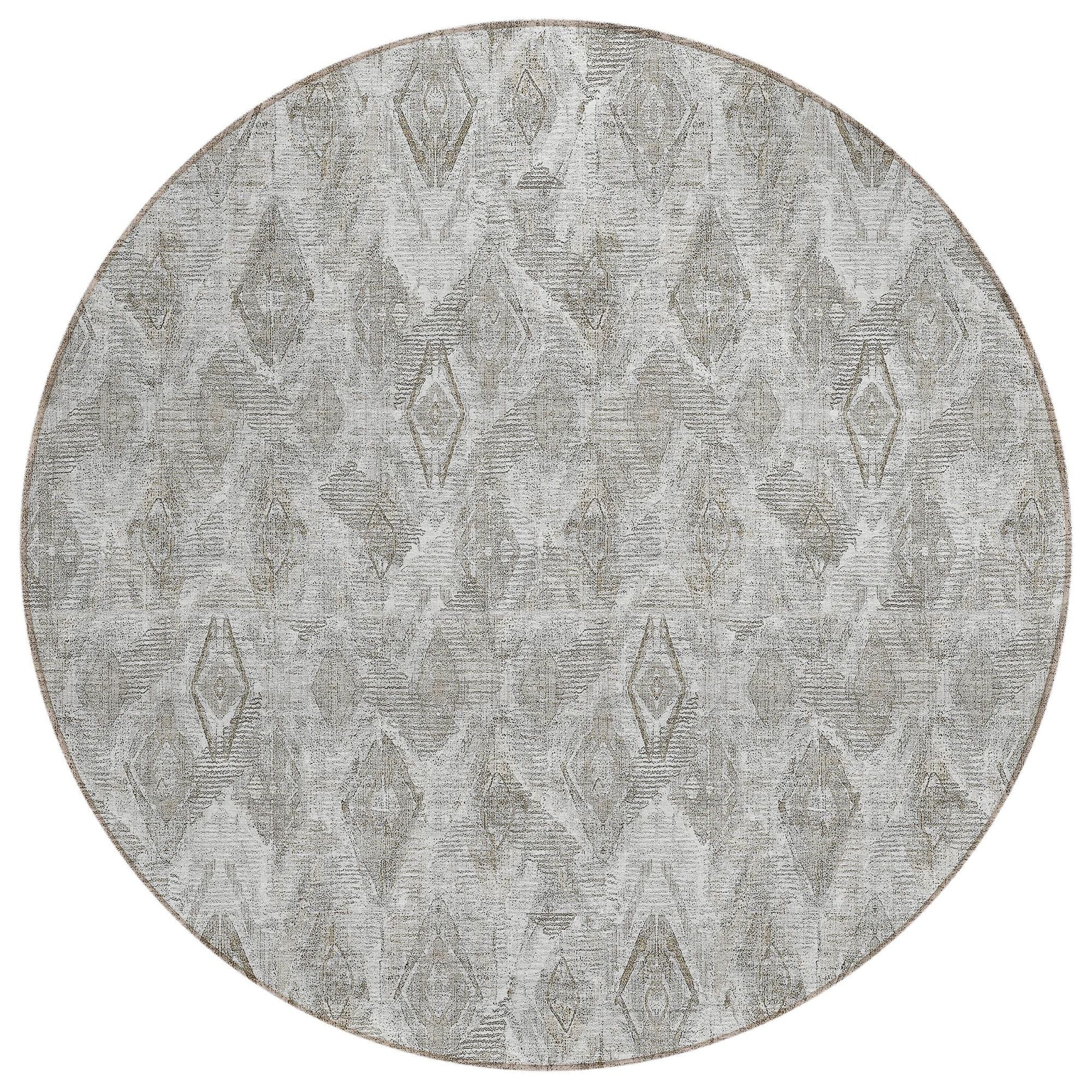 Machine Washable Silver Gray Rug - Indoor / Outdoor - Kids / Pet Friendly Diamond Print Rug
