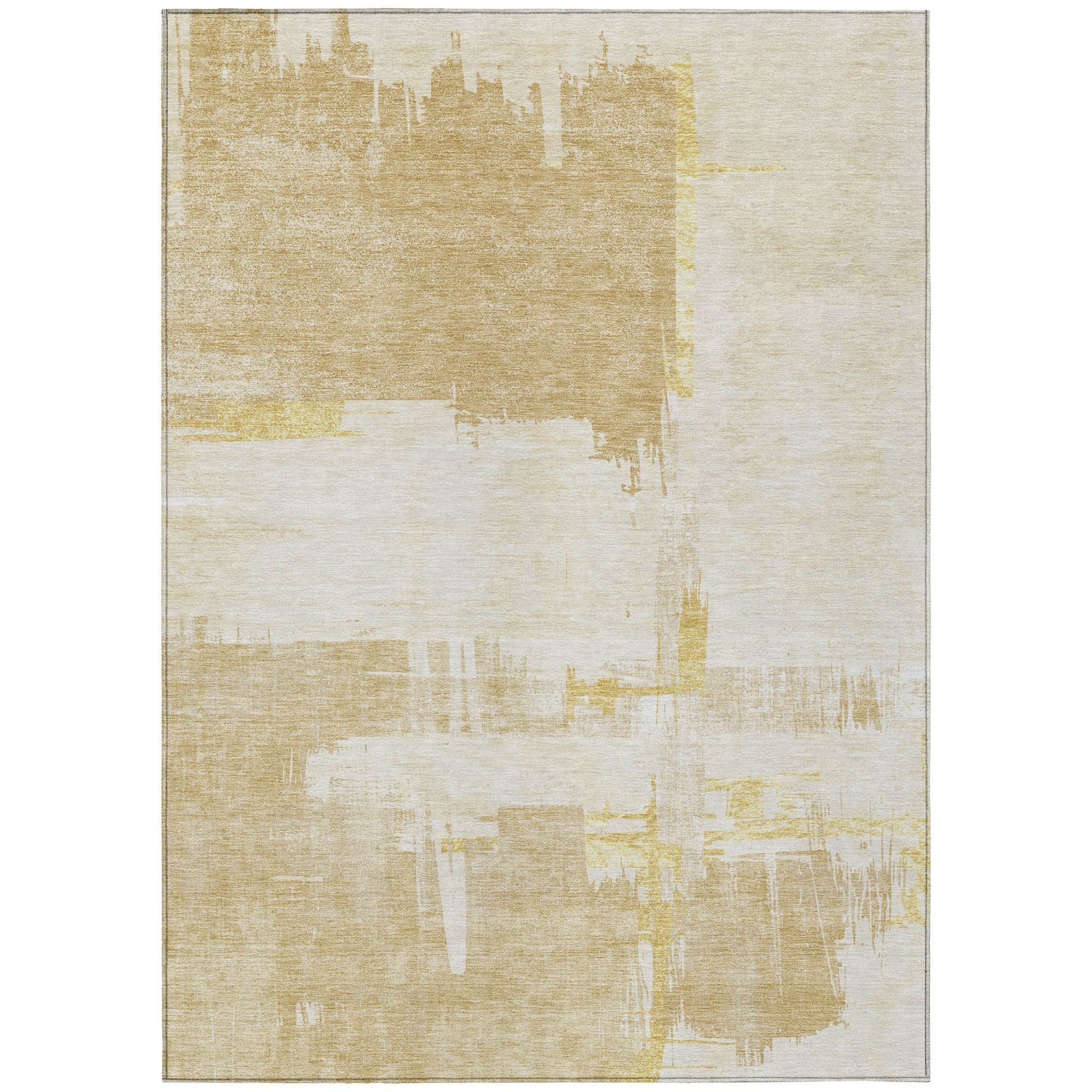 Machine Washable Beige Brown Rug - Indoor / Outdoor - Kids / Pet Friendly Modern Print Rug