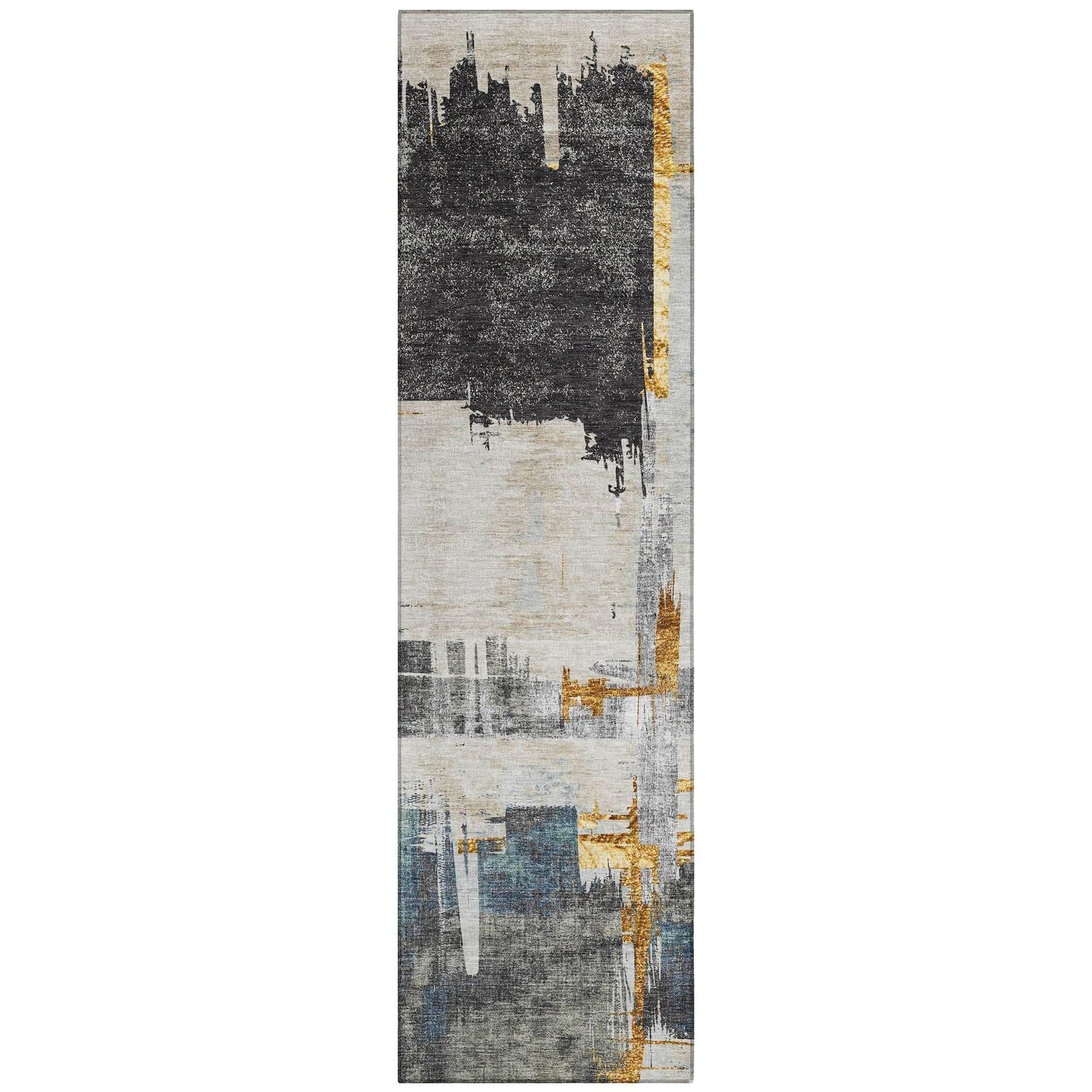Machine Washable Charcoal Gray Rug - Indoor / Outdoor - Kids / Pet Friendly Modern Print Rug
