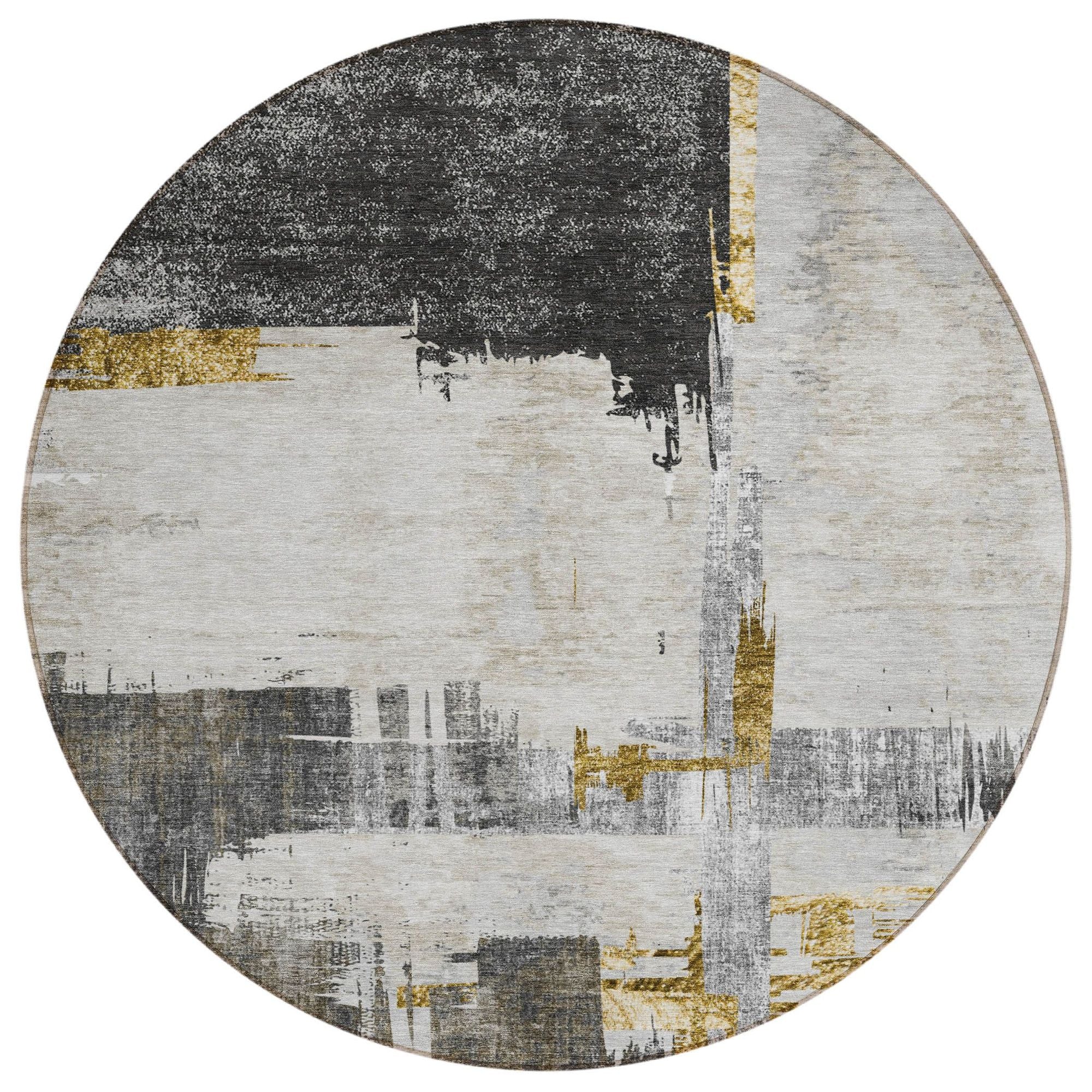 Machine Washable Gray Rug - Indoor / Outdoor - Kids / Pet Friendly Modern Print Rug