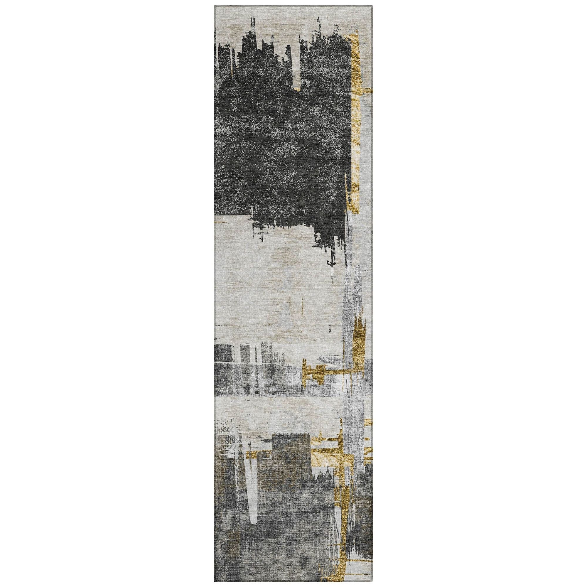 Machine Washable Gray Rug - Indoor / Outdoor - Kids / Pet Friendly Modern Print Rug