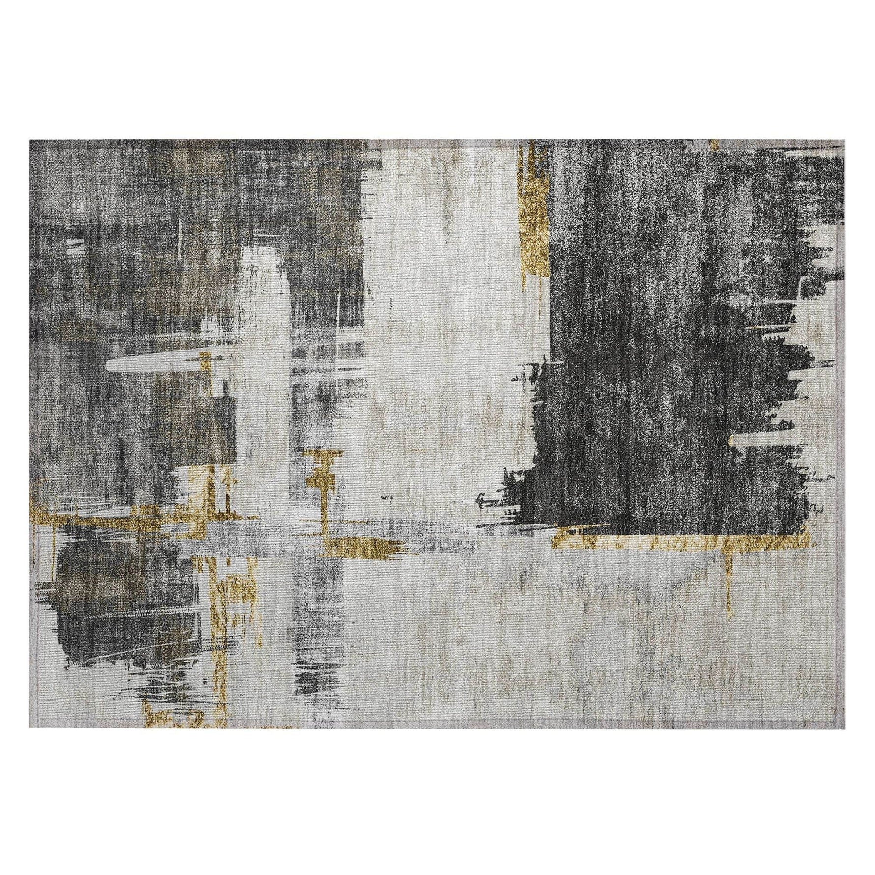 Machine Washable Gray Rug - Indoor / Outdoor - Kids / Pet Friendly Modern Print Rug