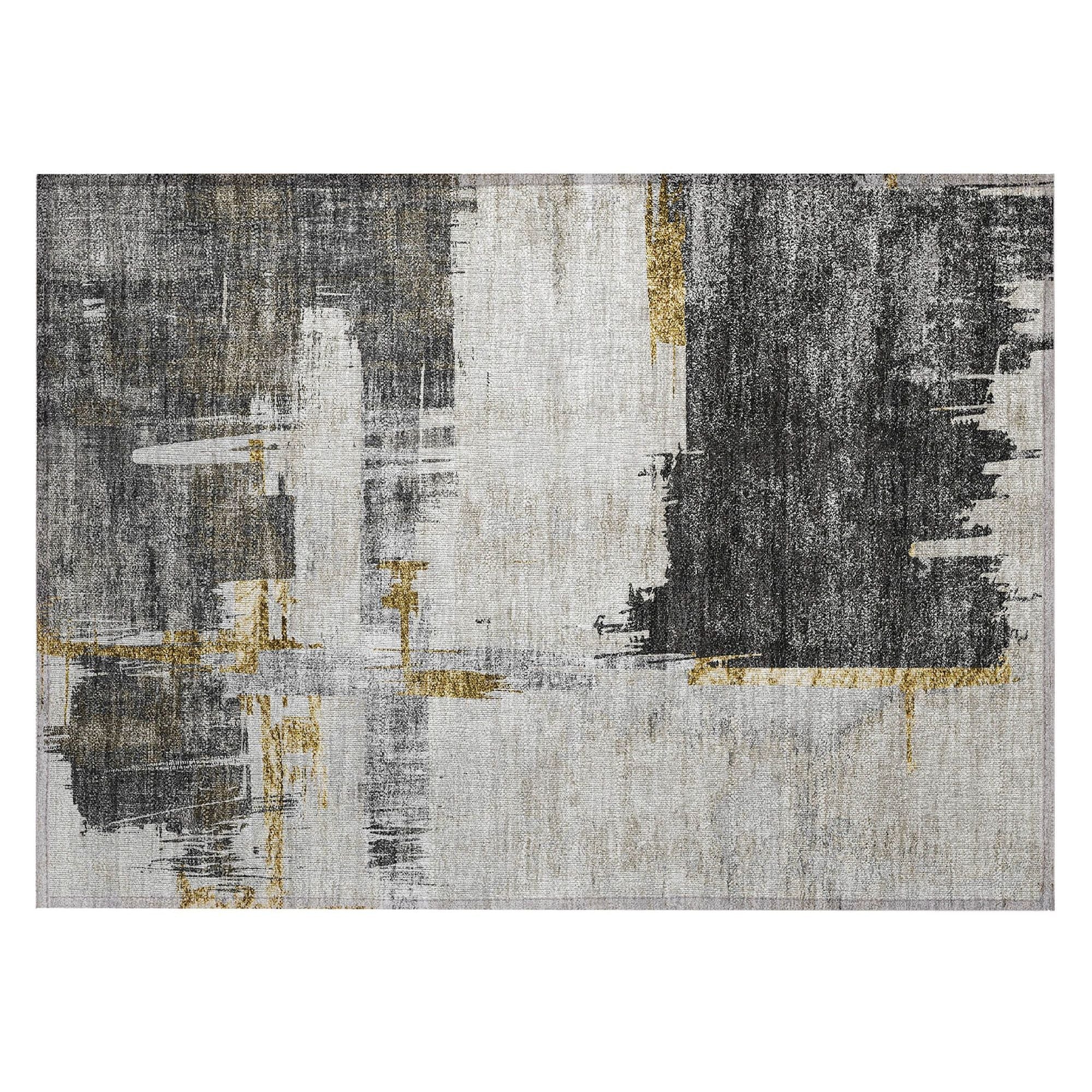 Machine Washable Gray Rug - Indoor / Outdoor - Kids / Pet Friendly Modern Print Rug