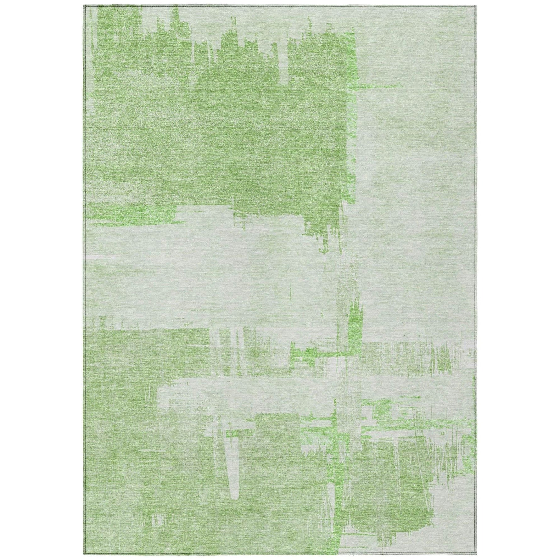 Machine Washable Green Rug - Indoor / Outdoor - Kids / Pet Friendly Modern Print Rug