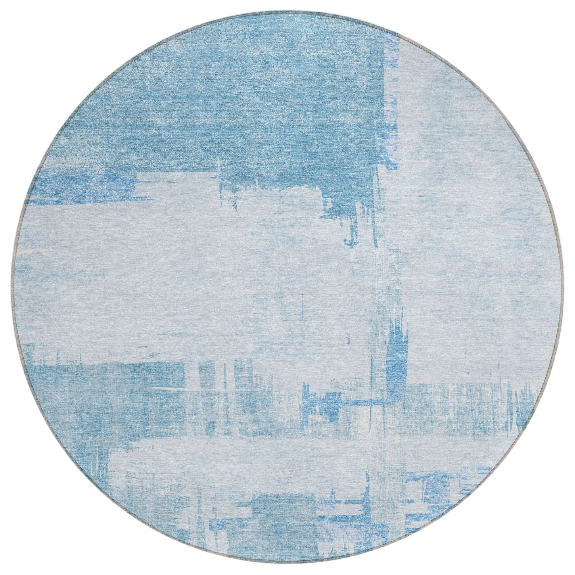 Machine Washable Sky Blue Rug - Indoor / Outdoor - Kids / Pet Friendly Modern Print Rug