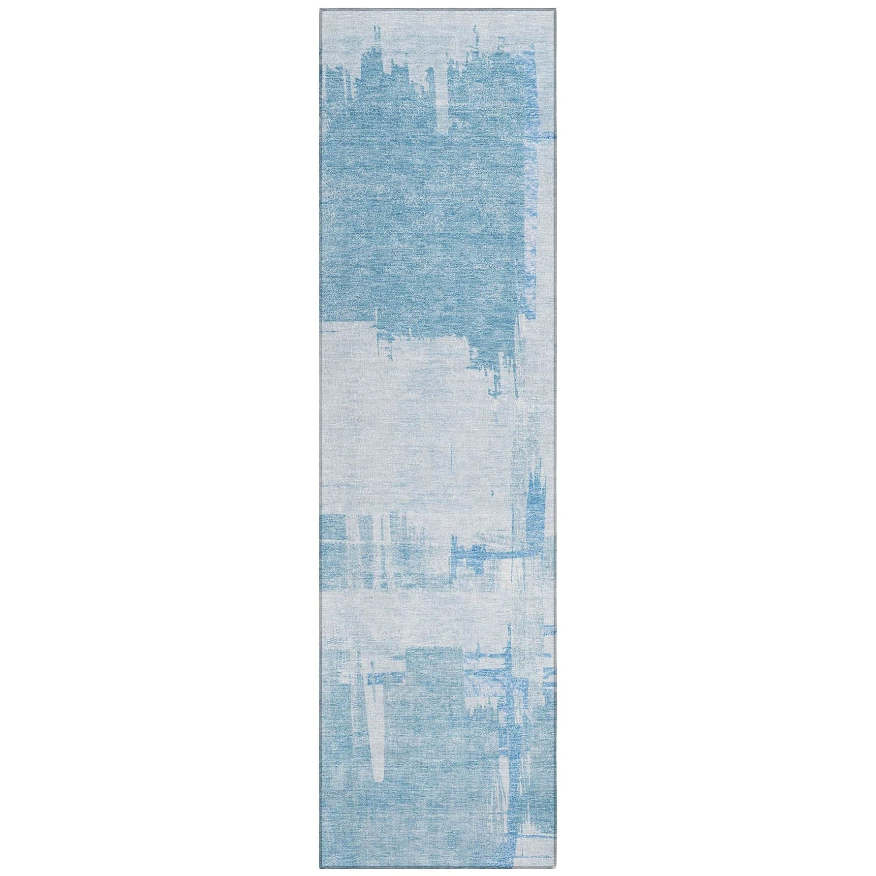 Machine Washable Sky Blue Rug - Indoor / Outdoor - Kids / Pet Friendly Modern Print Rug