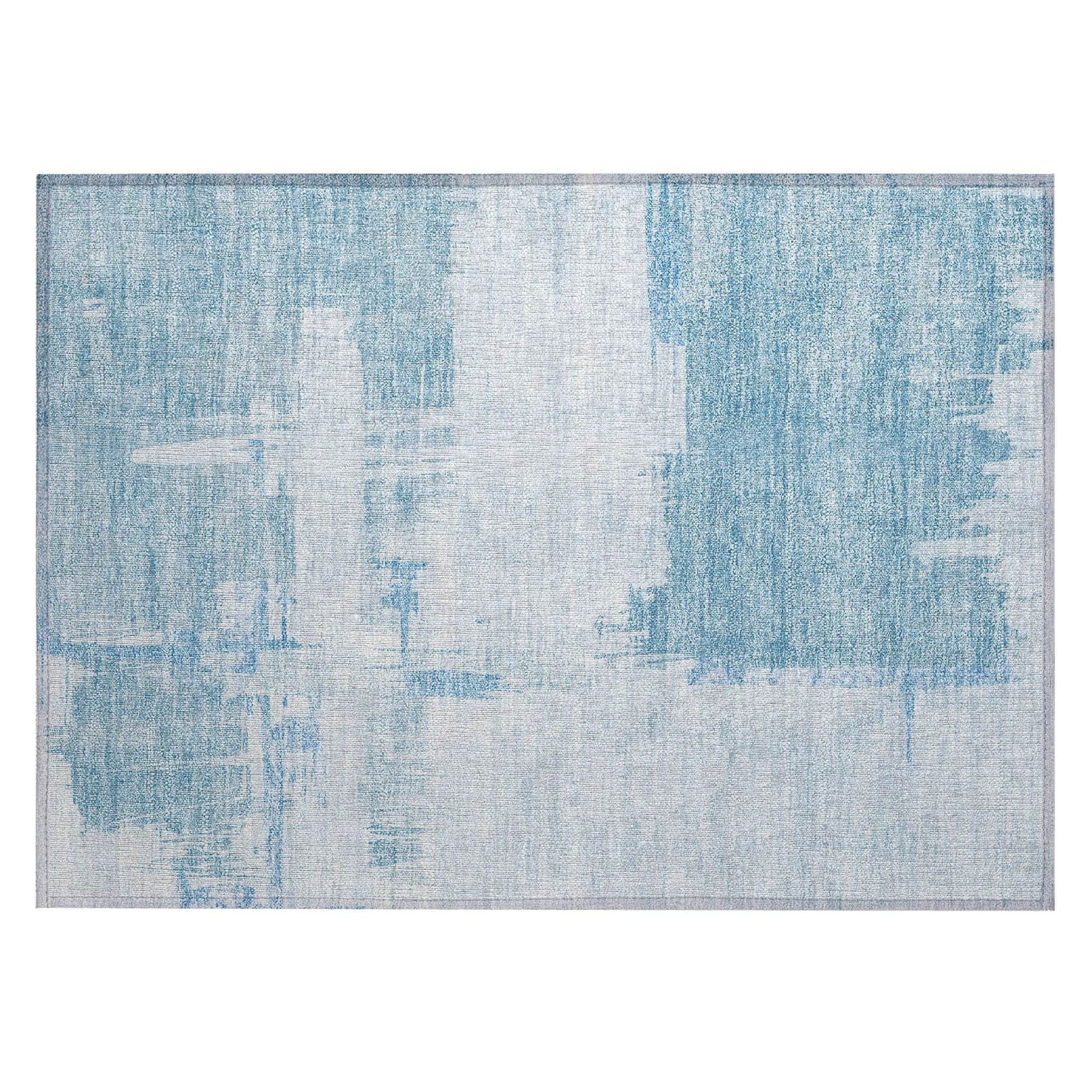 Machine Washable Sky Blue Rug - Indoor / Outdoor - Kids / Pet Friendly Modern Print Rug