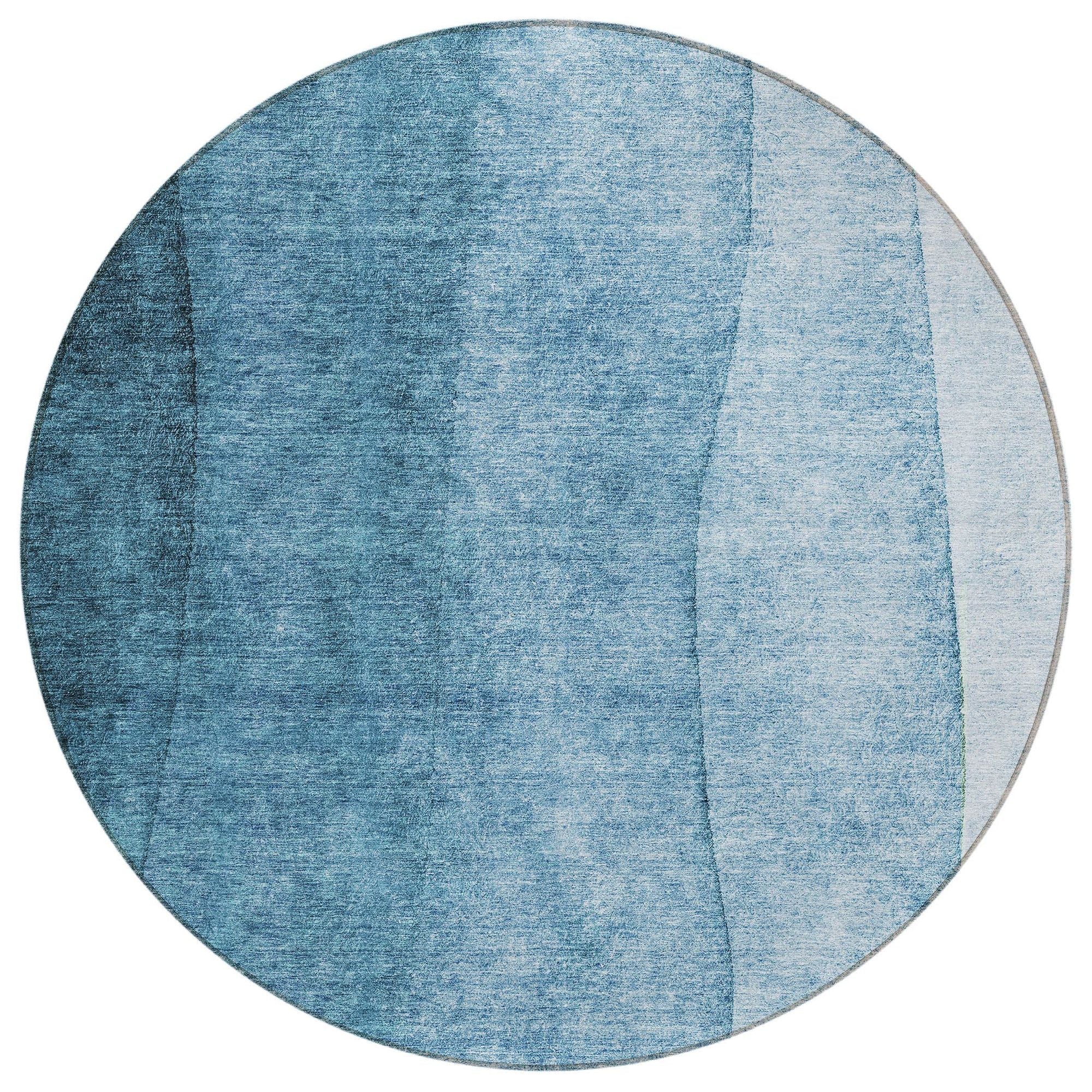 Machine Washable Blue Rug - Indoor / Outdoor - Kids / Pet Friendly Ombre Print Rug