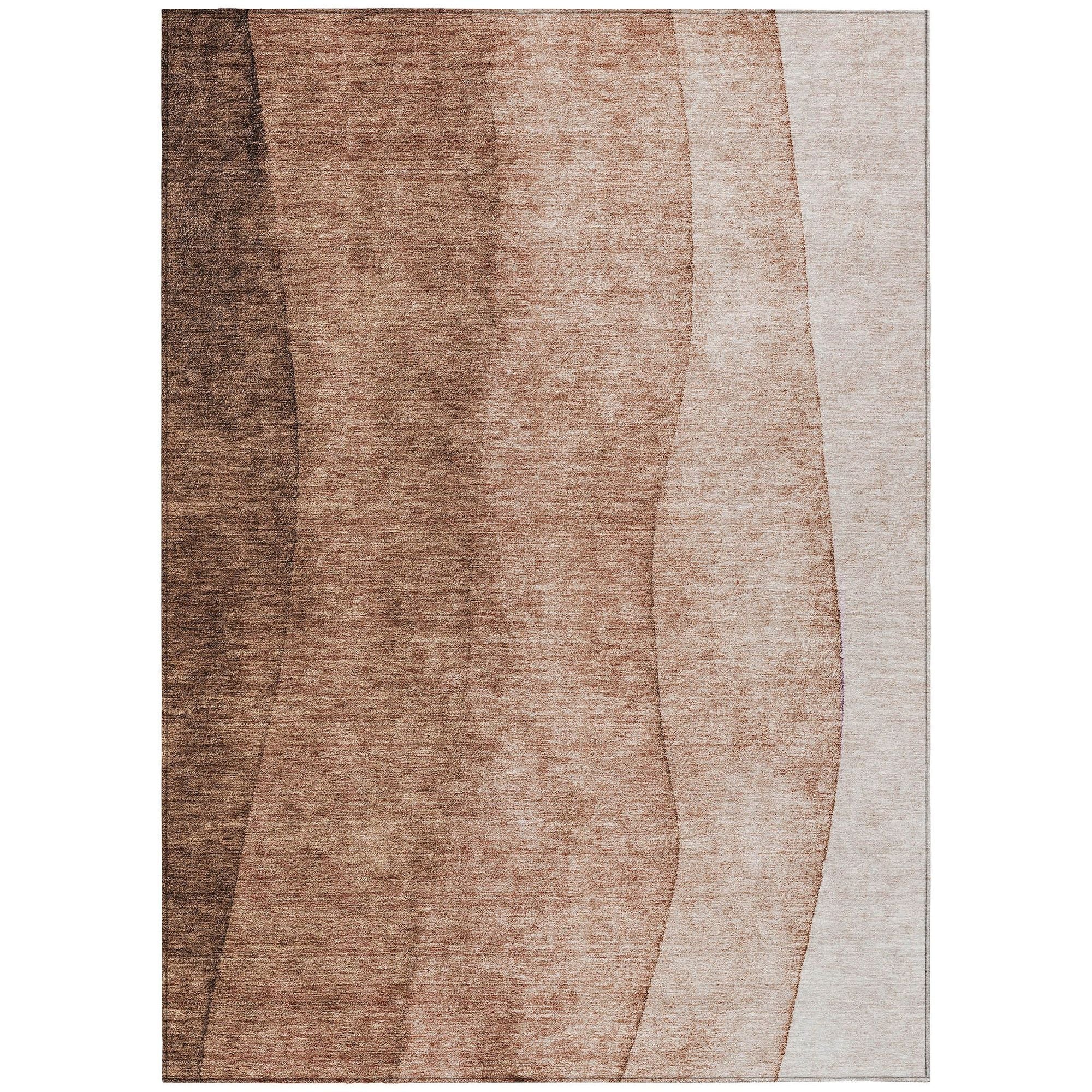 Machine Washable Brown Rug - Indoor / Outdoor - Kids / Pet Friendly Ombre Print Rug