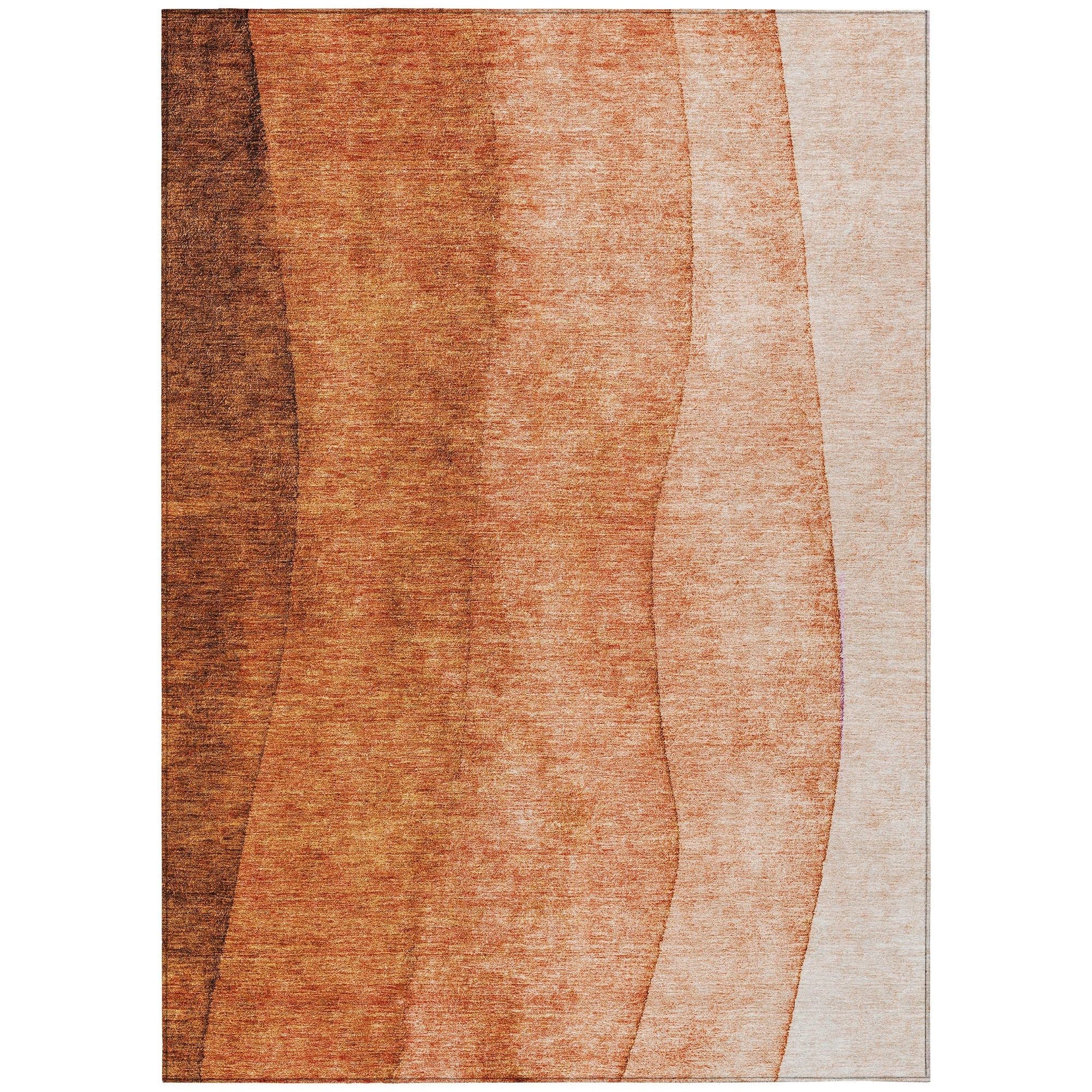 Machine Washable Paprika Orange Rug - Indoor / Outdoor - Kids / Pet Friendly Ombre Print Rug