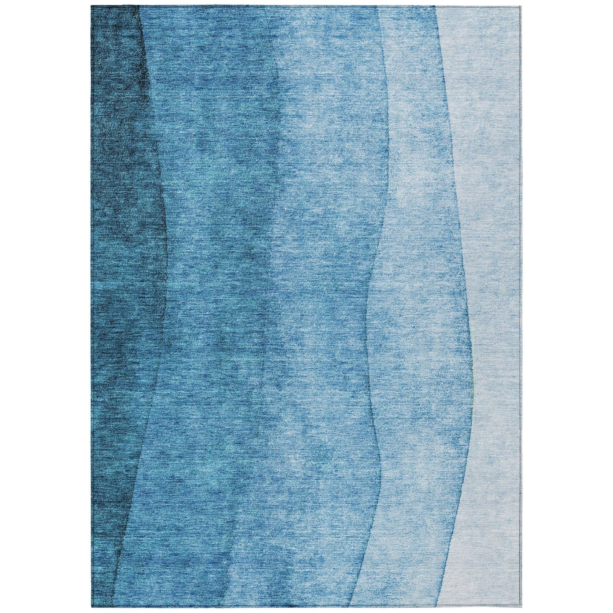 Machine Washable Teal Rug - Indoor / Outdoor - Kids / Pet Friendly Ombre Print Rug
